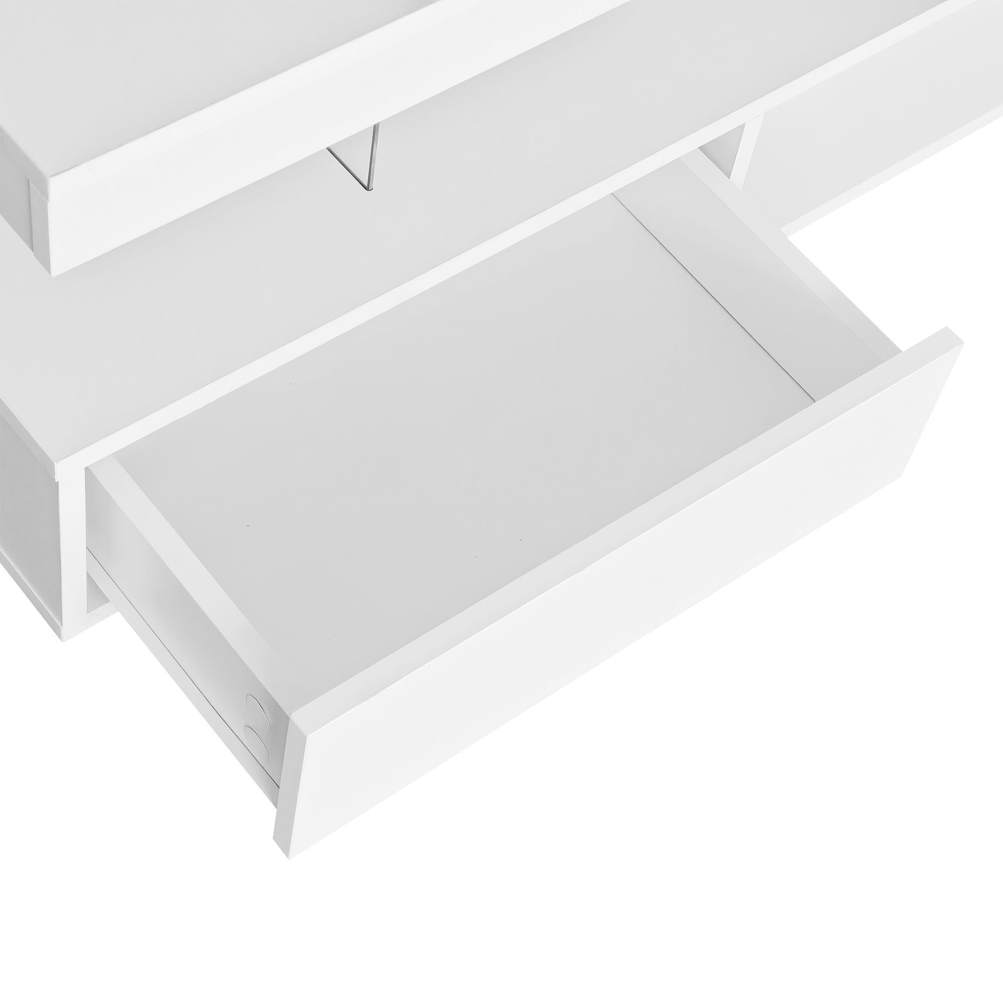 Logidon Witte Hoogglans Salontafel 95x50 cm Met Glazen Bladen