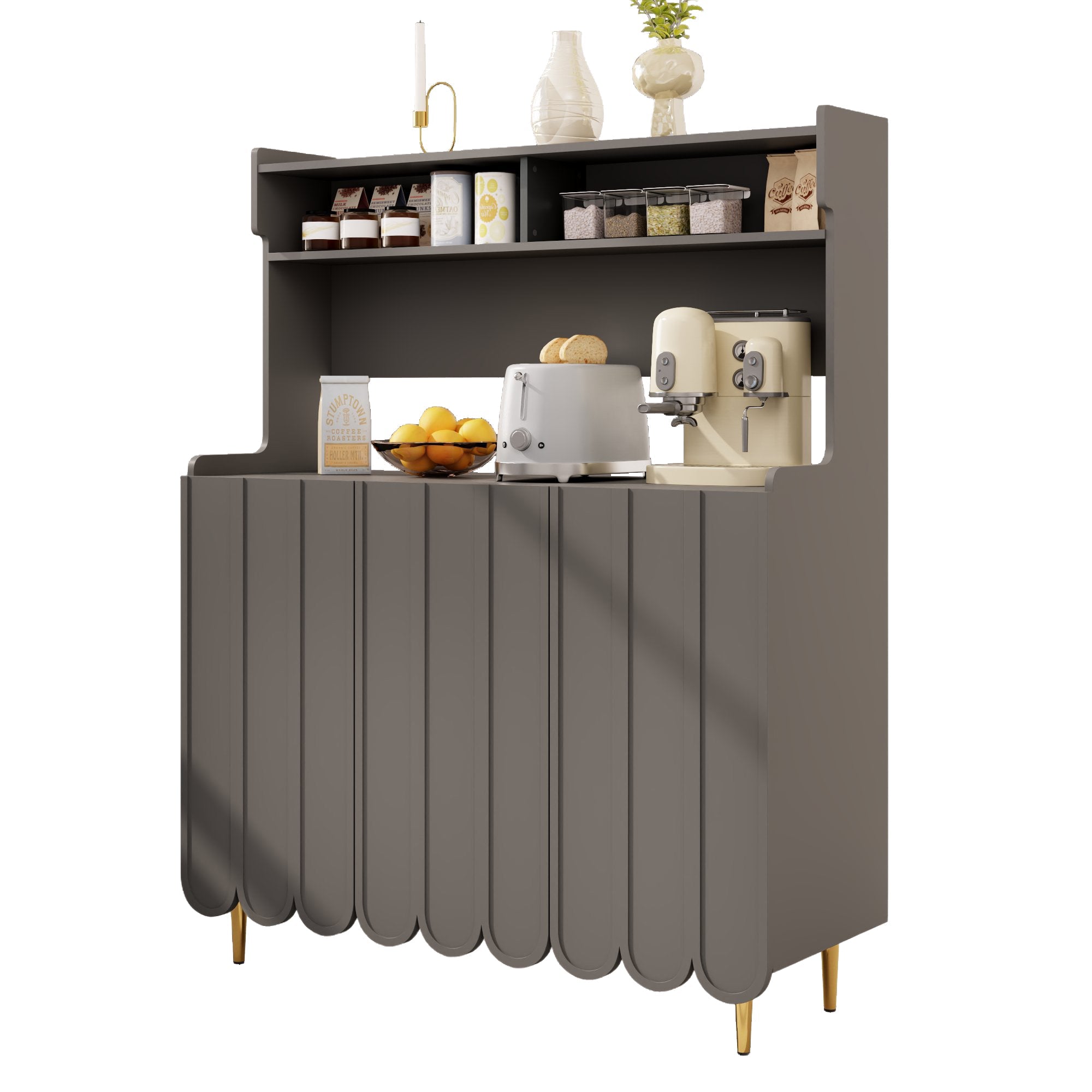 Logidon grijs dressoir 120 x 40 x 151 cm open opbergplank