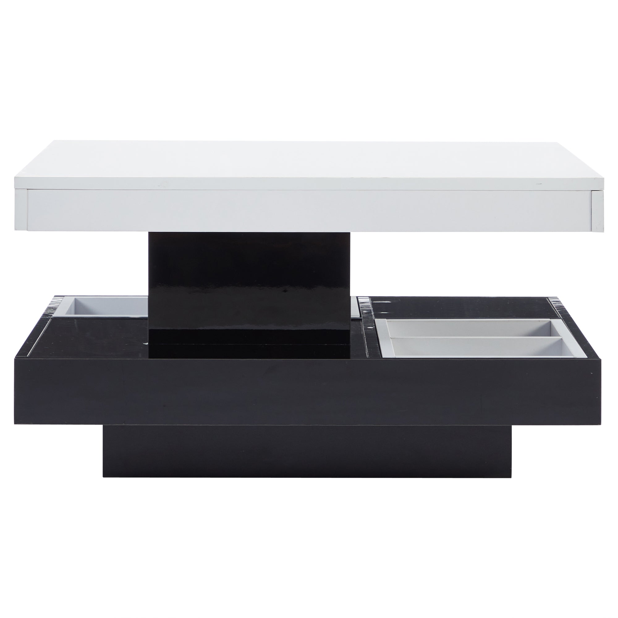 Logidon Draaibare Salontafel Wit Blad Zwart Onderstel 70x70x36