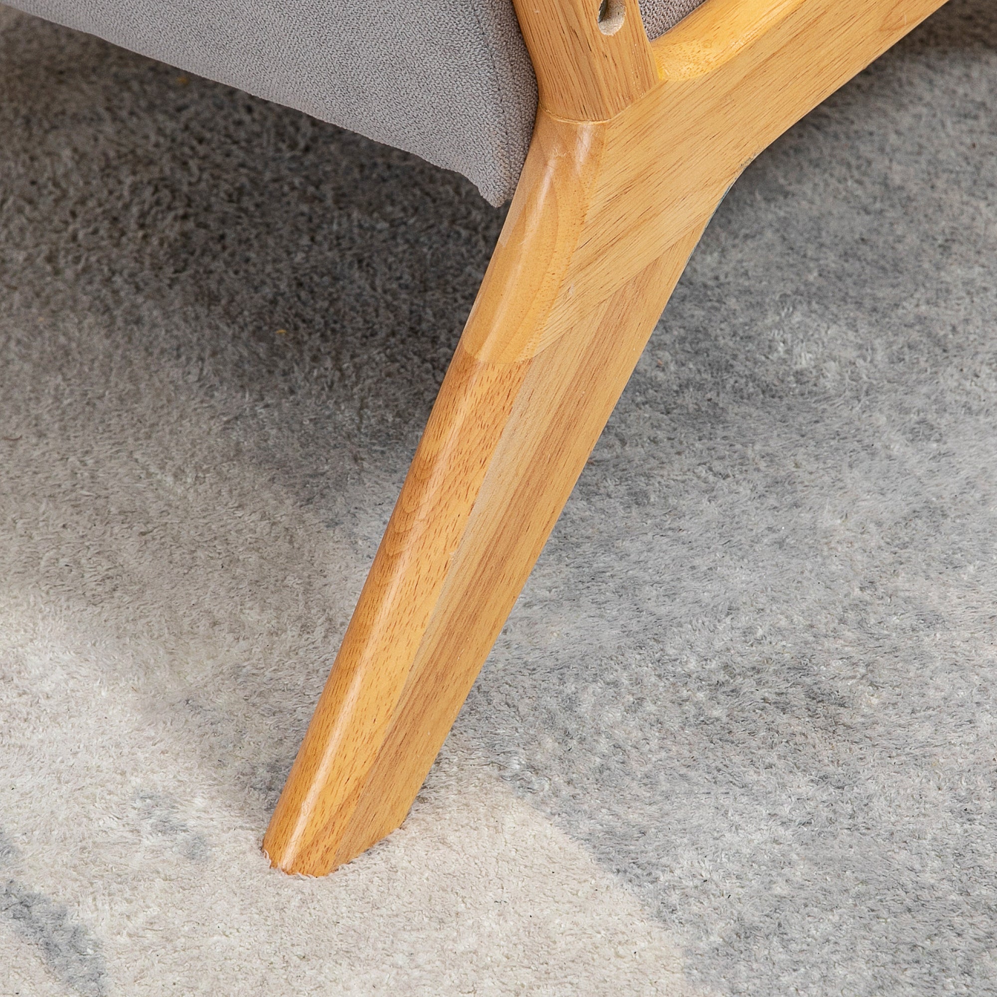 Logidon loungestoel grijs met armleuning en lendenkussen houten frame