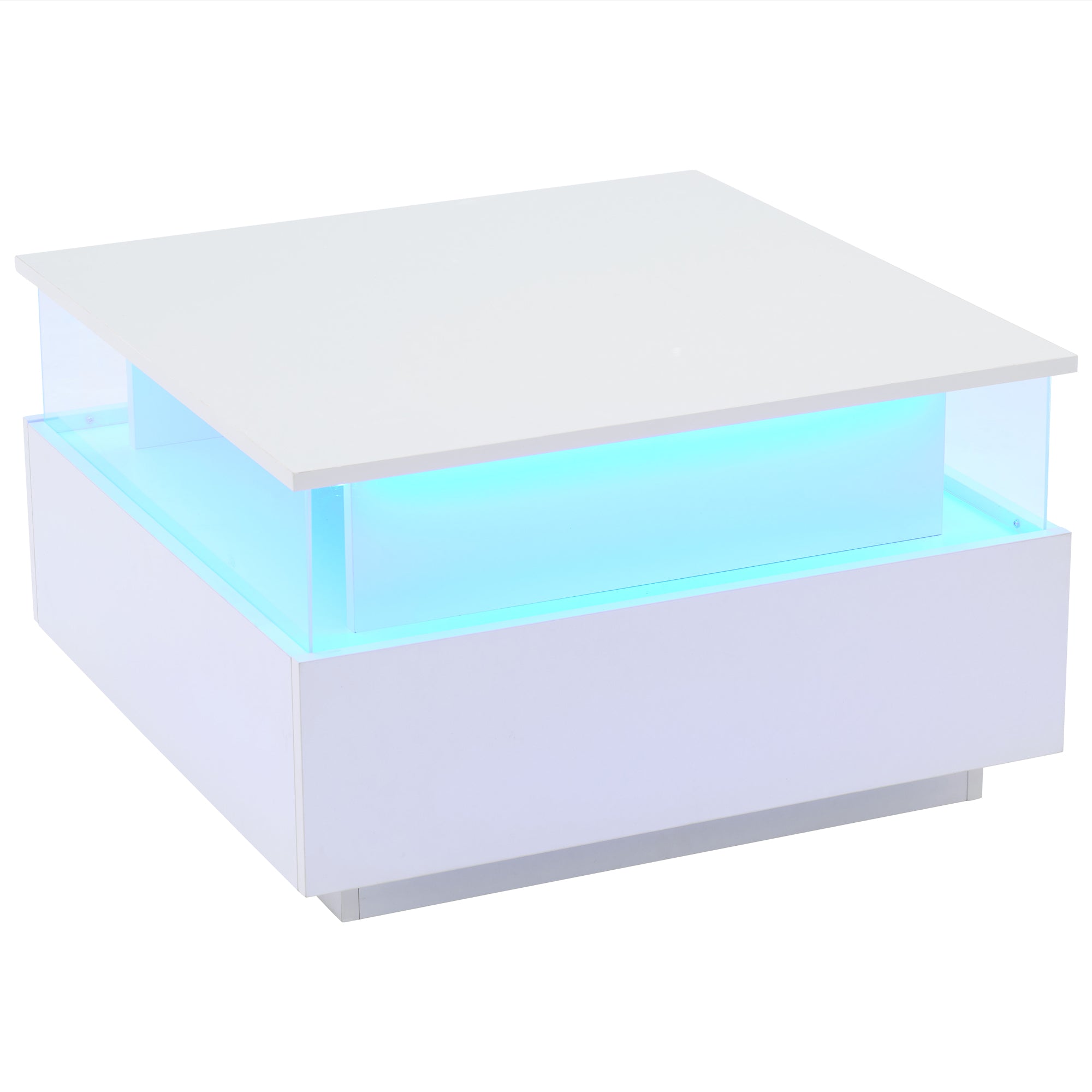 Logidon witte hoogglans salontafel 70x70x41 cm met LED-verlichting