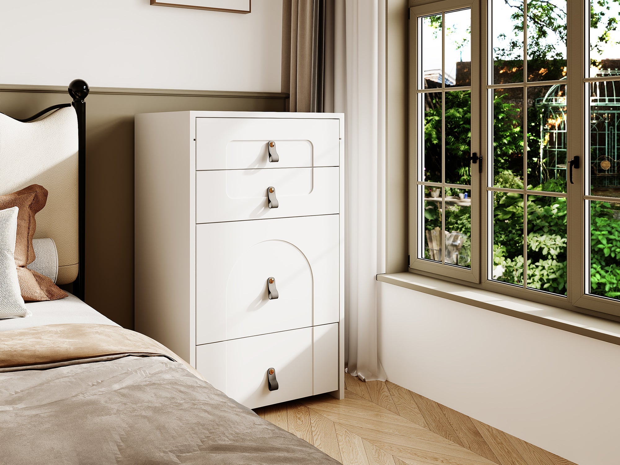 Logidon kaptafel met spiegel en LED-verlichting wit 3 lades