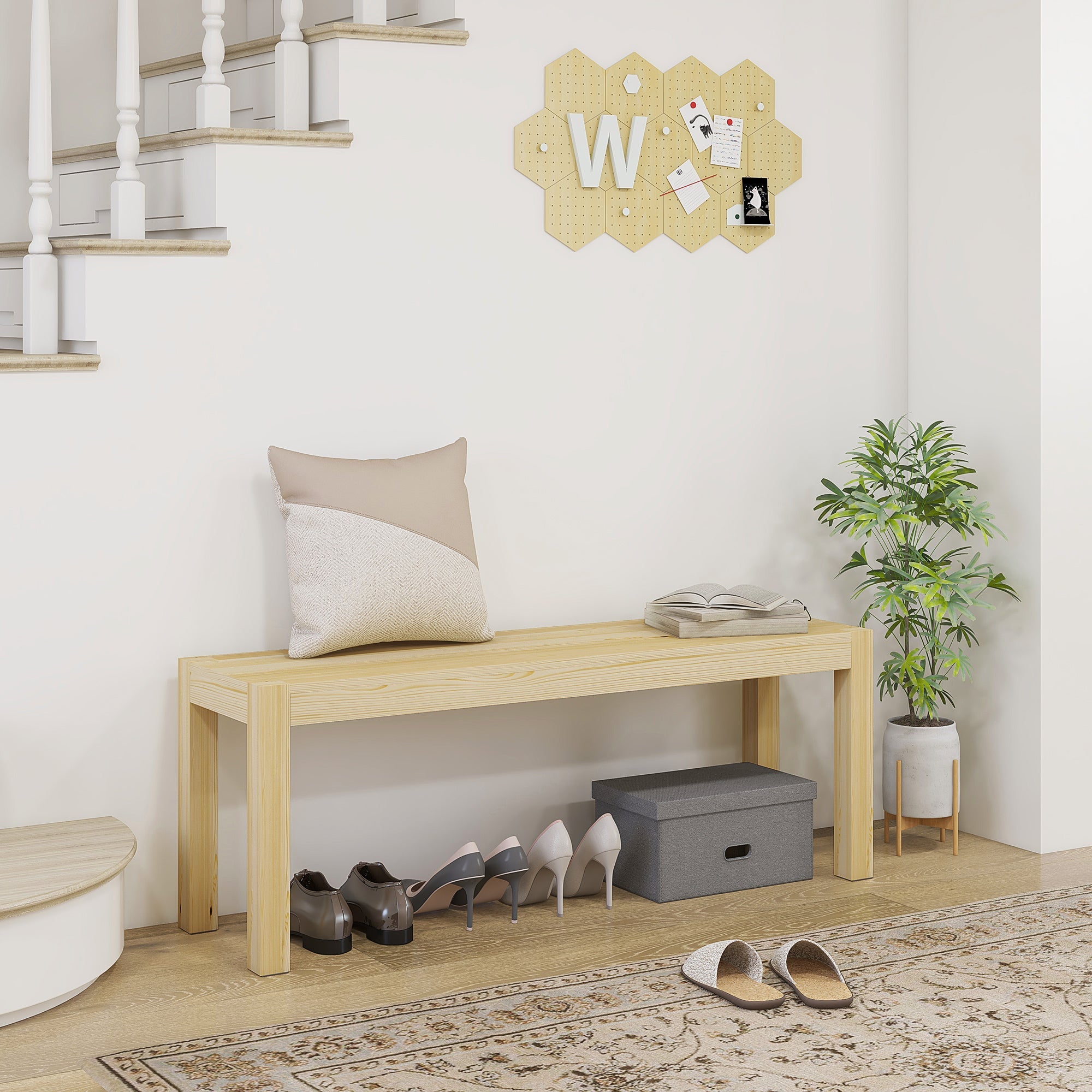 Logidon HOMCOM bank 2 zits naturel 120x33x45 cm