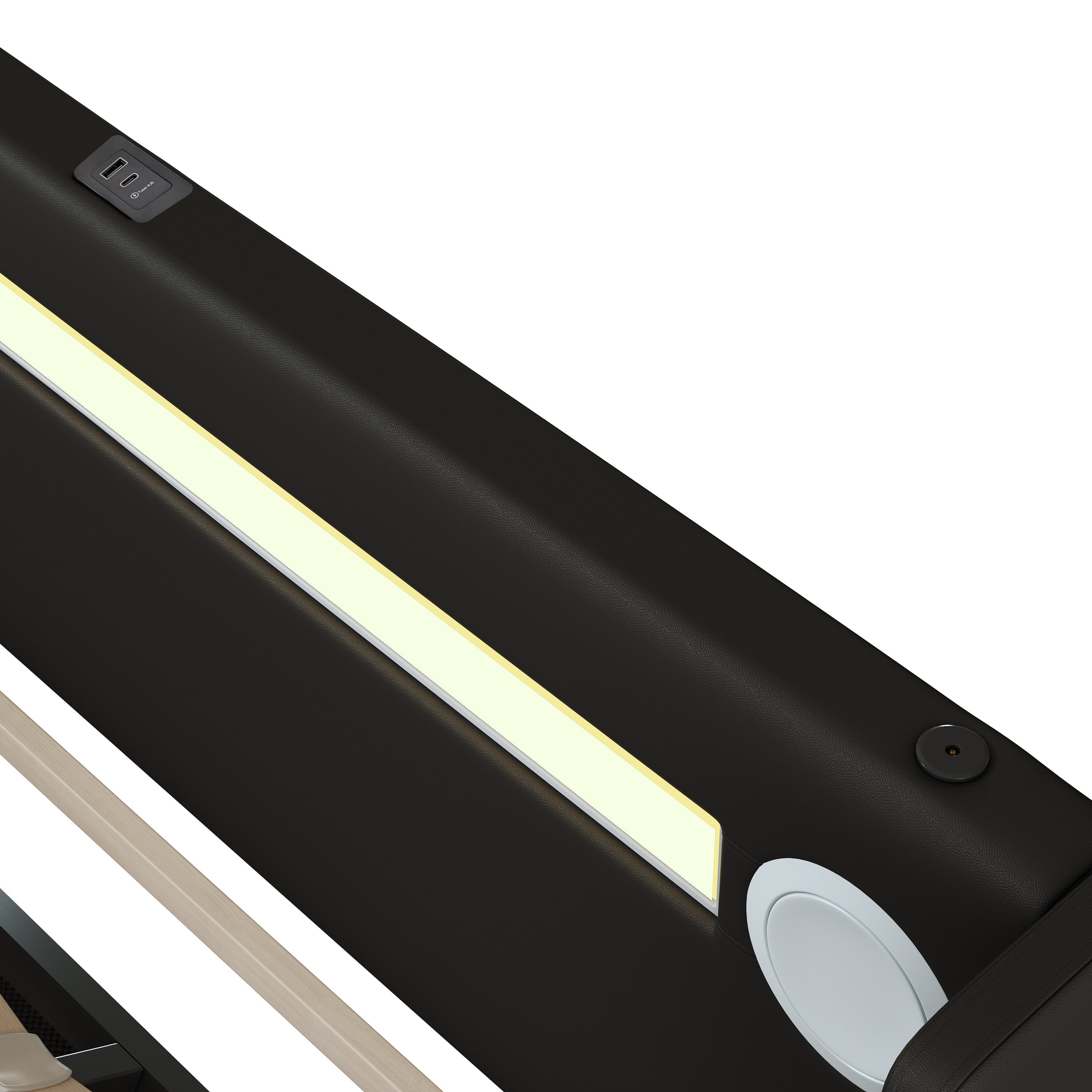 Logidon gestoffeerd bed 140x200 zwart met LED lichtstrip Bluetooth en USB