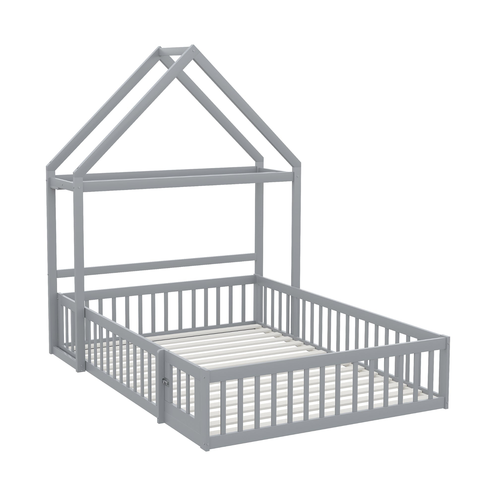 Logidon Kinderbed 140x200 Grijs met opbergruimte en deuren