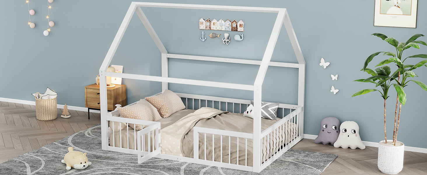 Logidon metalen bed 140x200 wit plat bed met dakframe