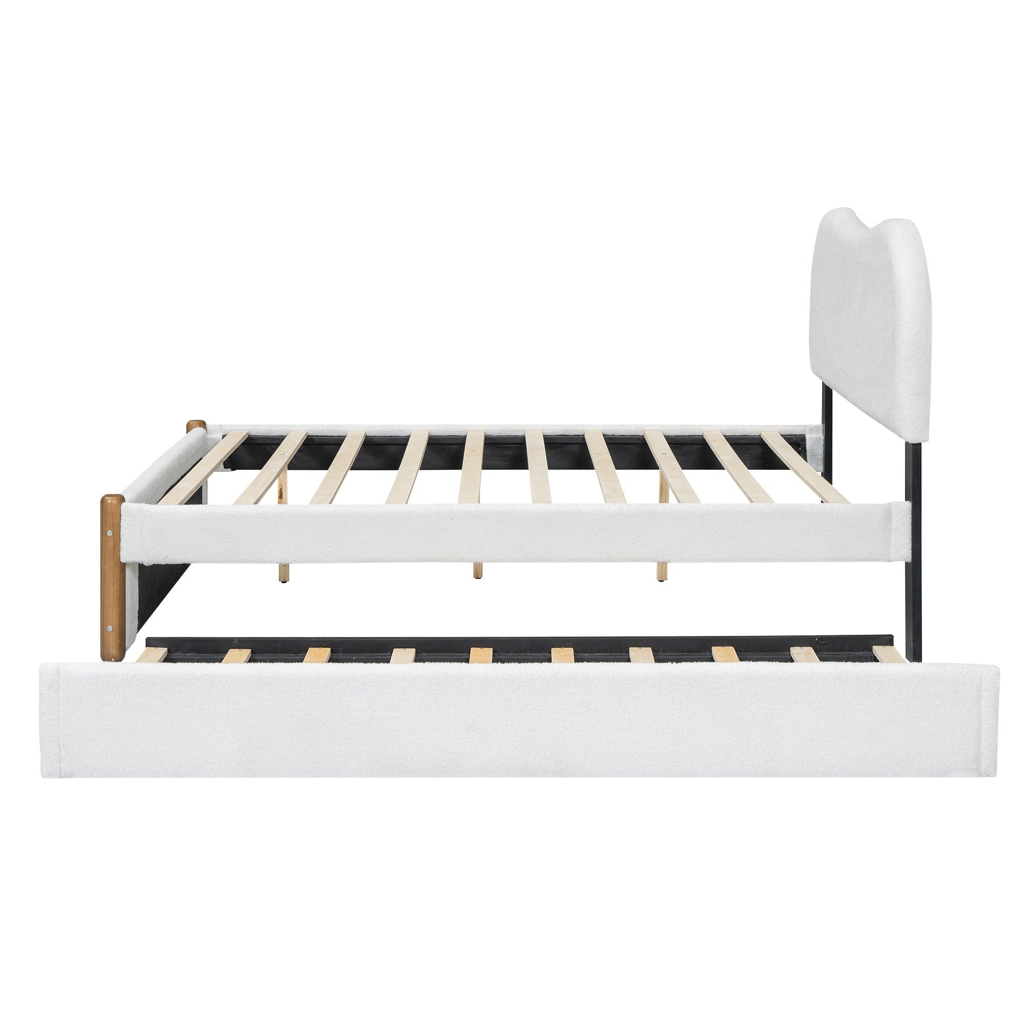 Logidon vlakbed 140x200 gestoffeerd bed uitschuifbaar onderschuifbed wit