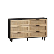 Logidon Rotan opbergkast 130 cm zwart 6 lades