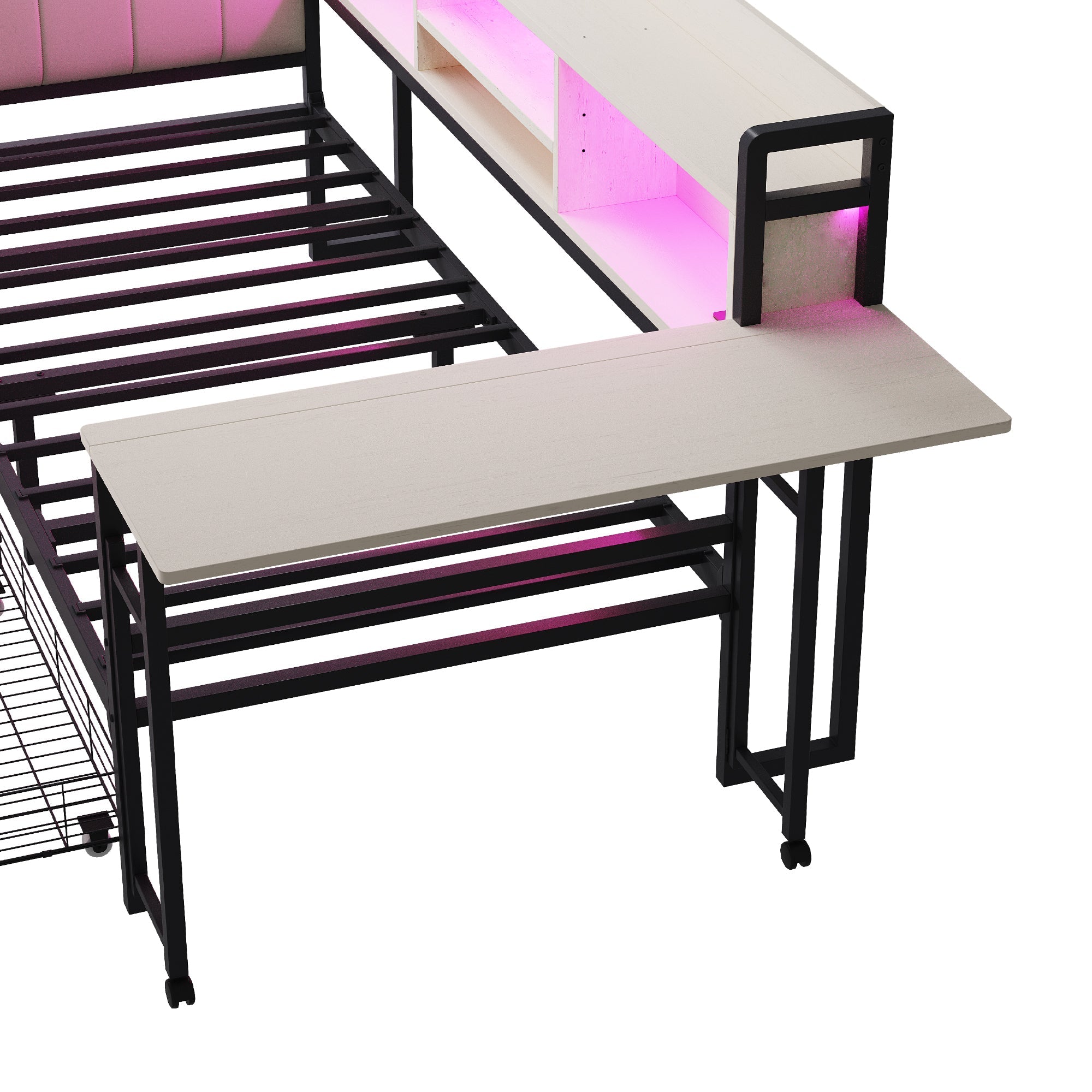 Logidon ijzeren slaapbank 90x200 cm met LED-verlichting opbergruimte wit