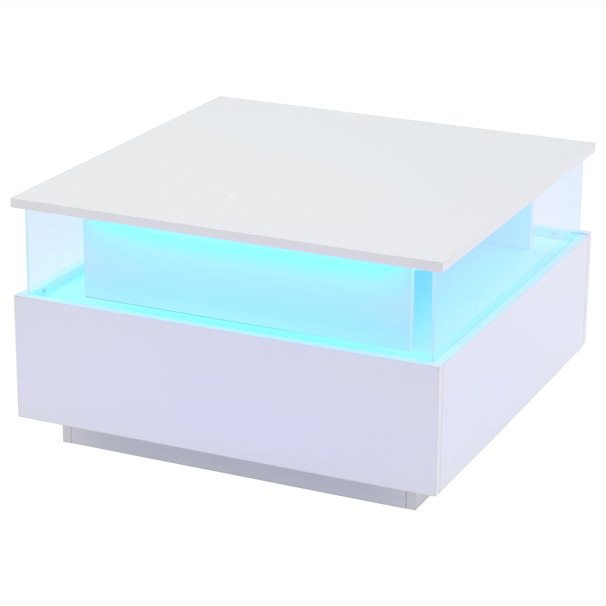 Logidon witte hoogglans salontafel 70x70x41 cm met LED-verlichting