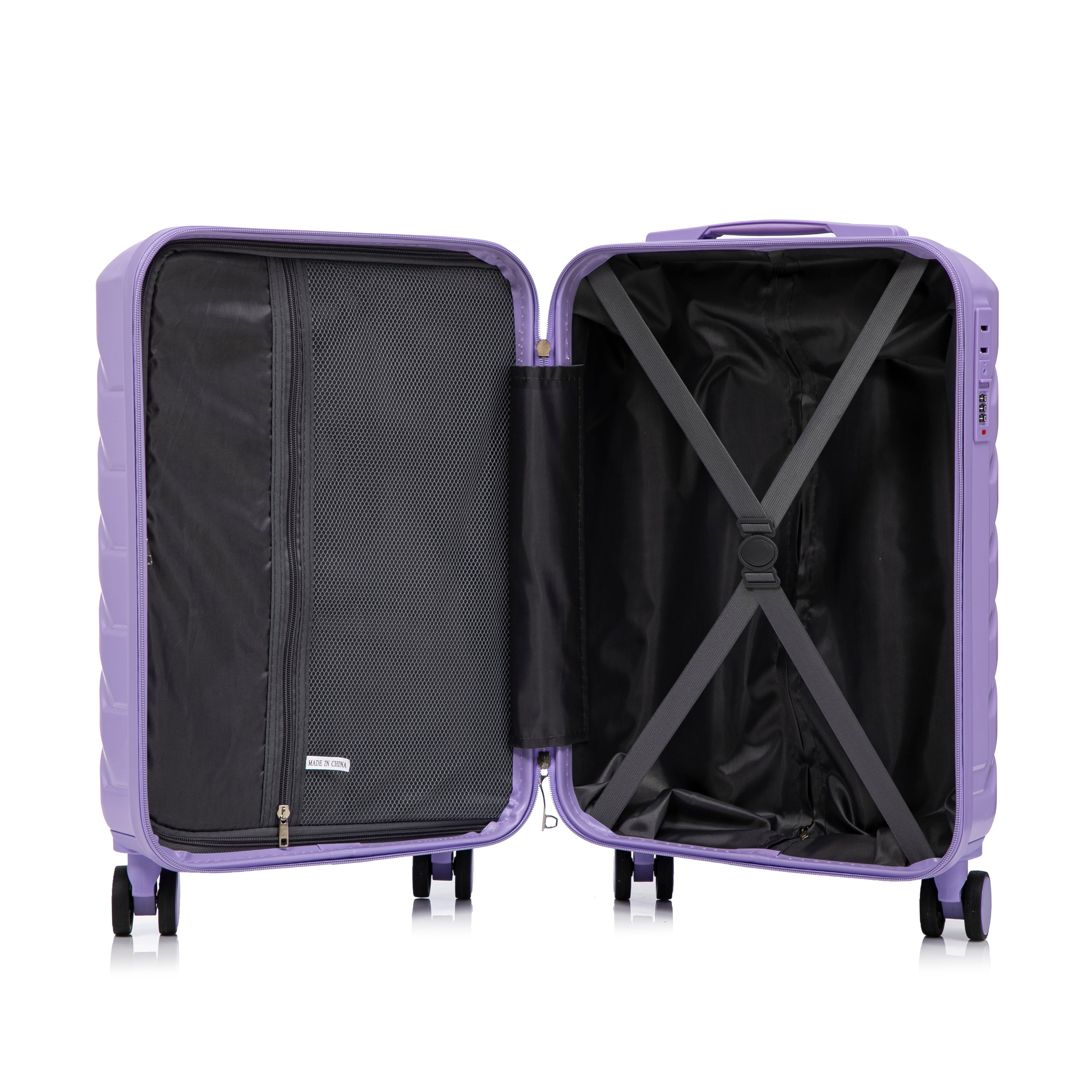 Logidon 2-delige ABS kofferset 19/14 inch spinner blauw paars
