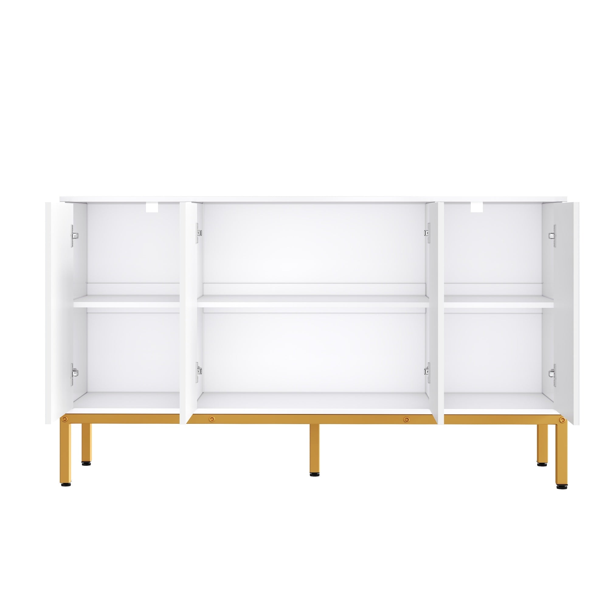Logidon dressoir hoogglans wit 140x80x40 cm gouden handgrepen