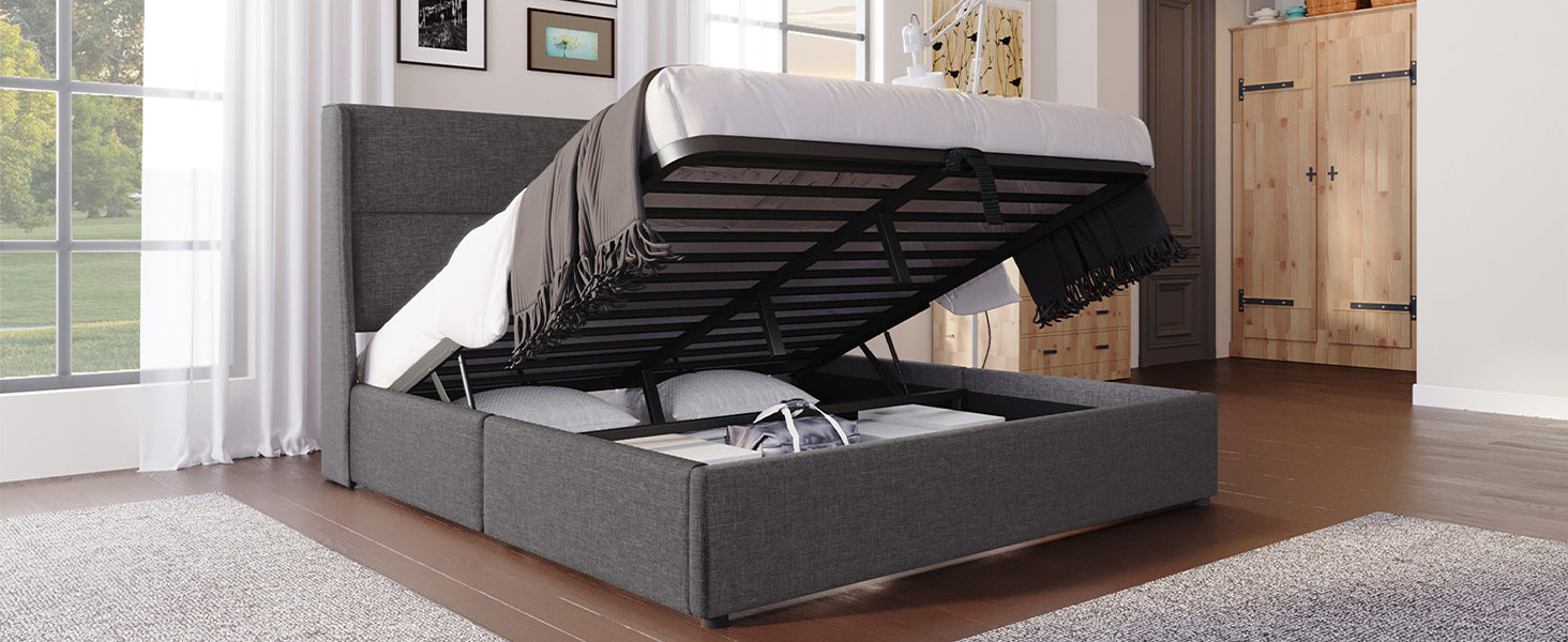 Logidon gestoffeerd bed 160x200 grijs met verstelbare hoofdsteunen