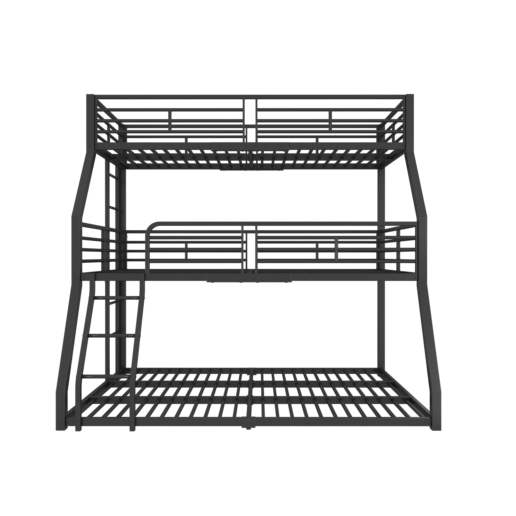 Logidon 3-persoonsstapelbed 90x200 cm metalen bedframe zwart