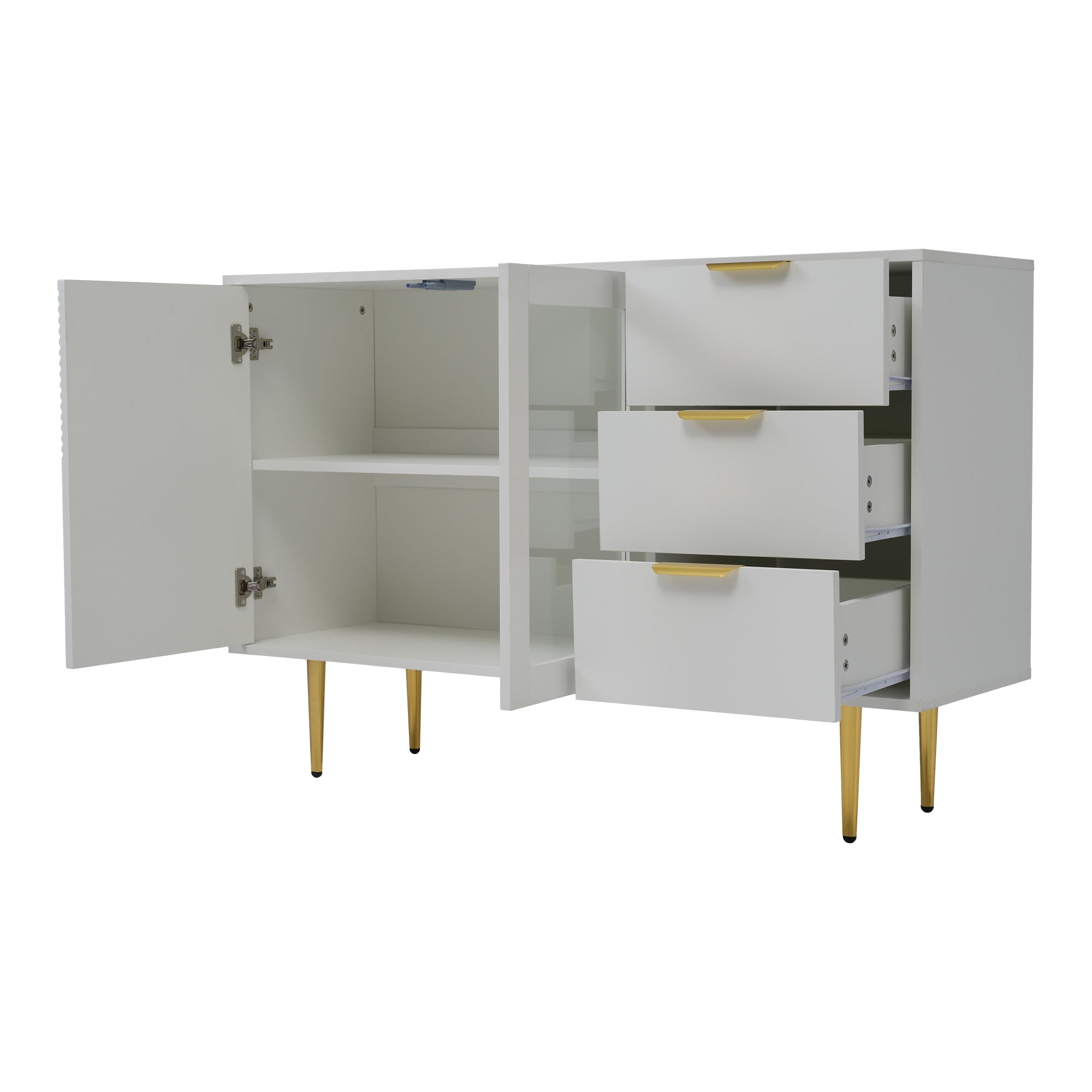 Logidon ladekast wit met 3 lades en 2 glazen deuren 120x38x79,5 cm