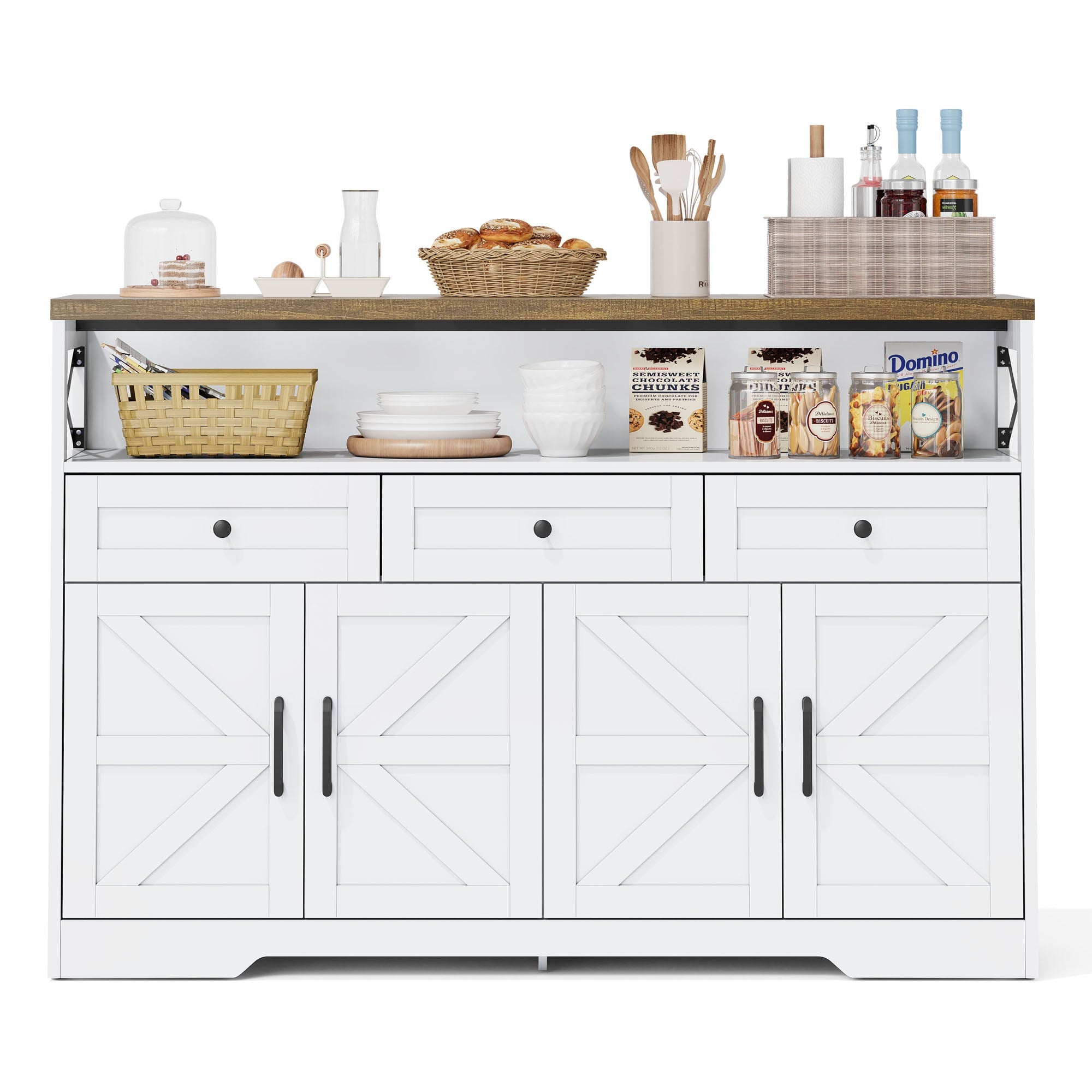 Logidon buffetbox 140 cm wit met 3 lades en deuren
