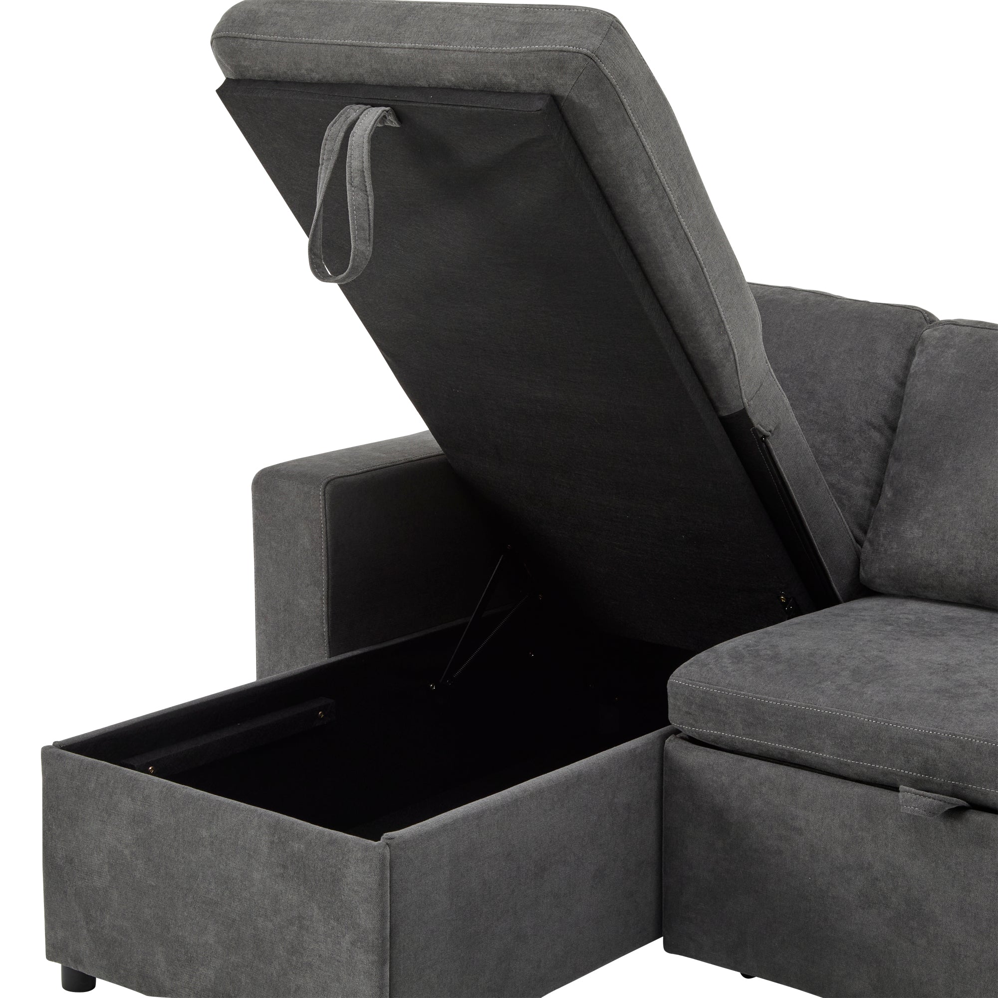 Logidon Corner Sofa Gray Extendable Bed With Bed Box Shelf 214x131