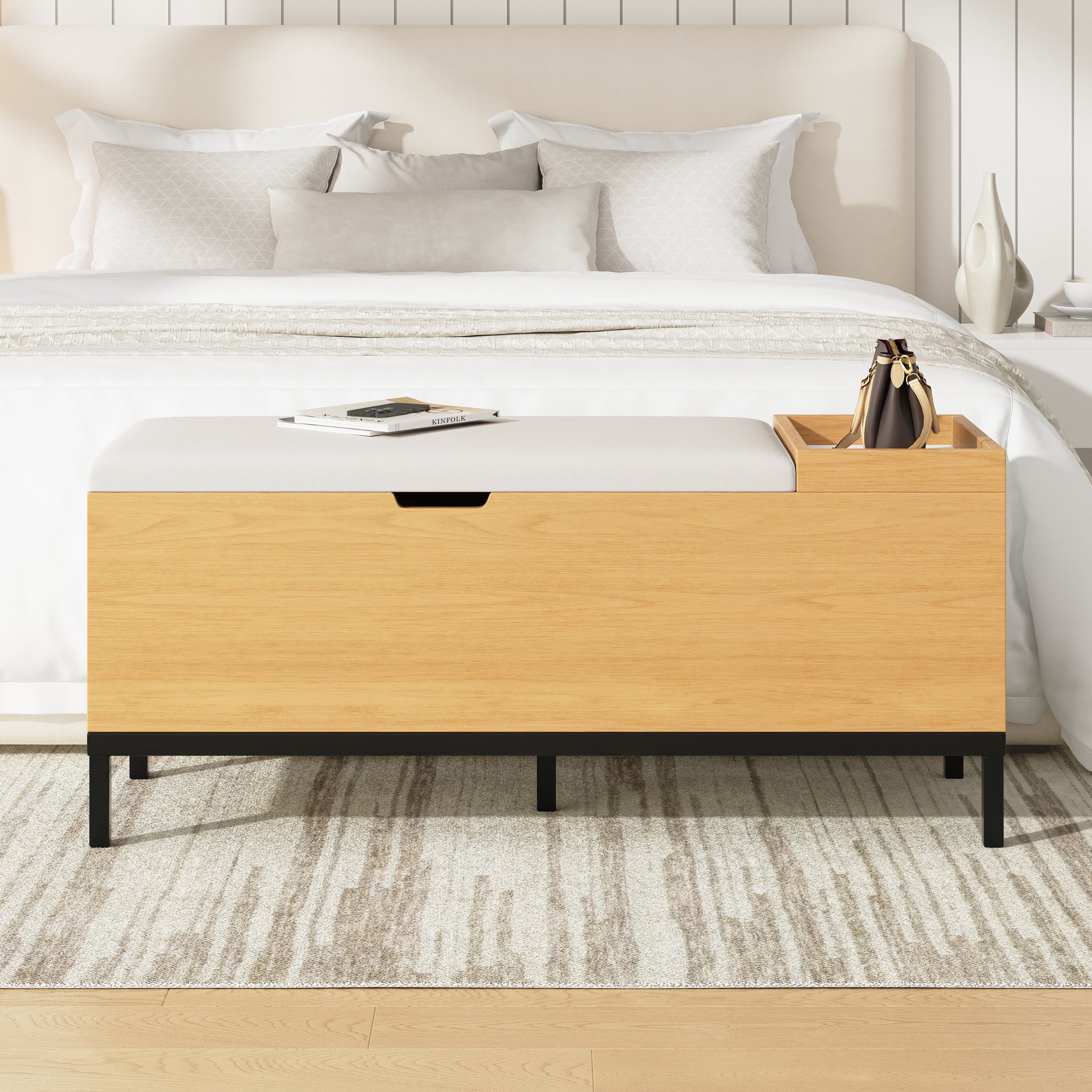 Logidon schoenenbank opbergbank naturel 115 x 40 x 49,5 cm