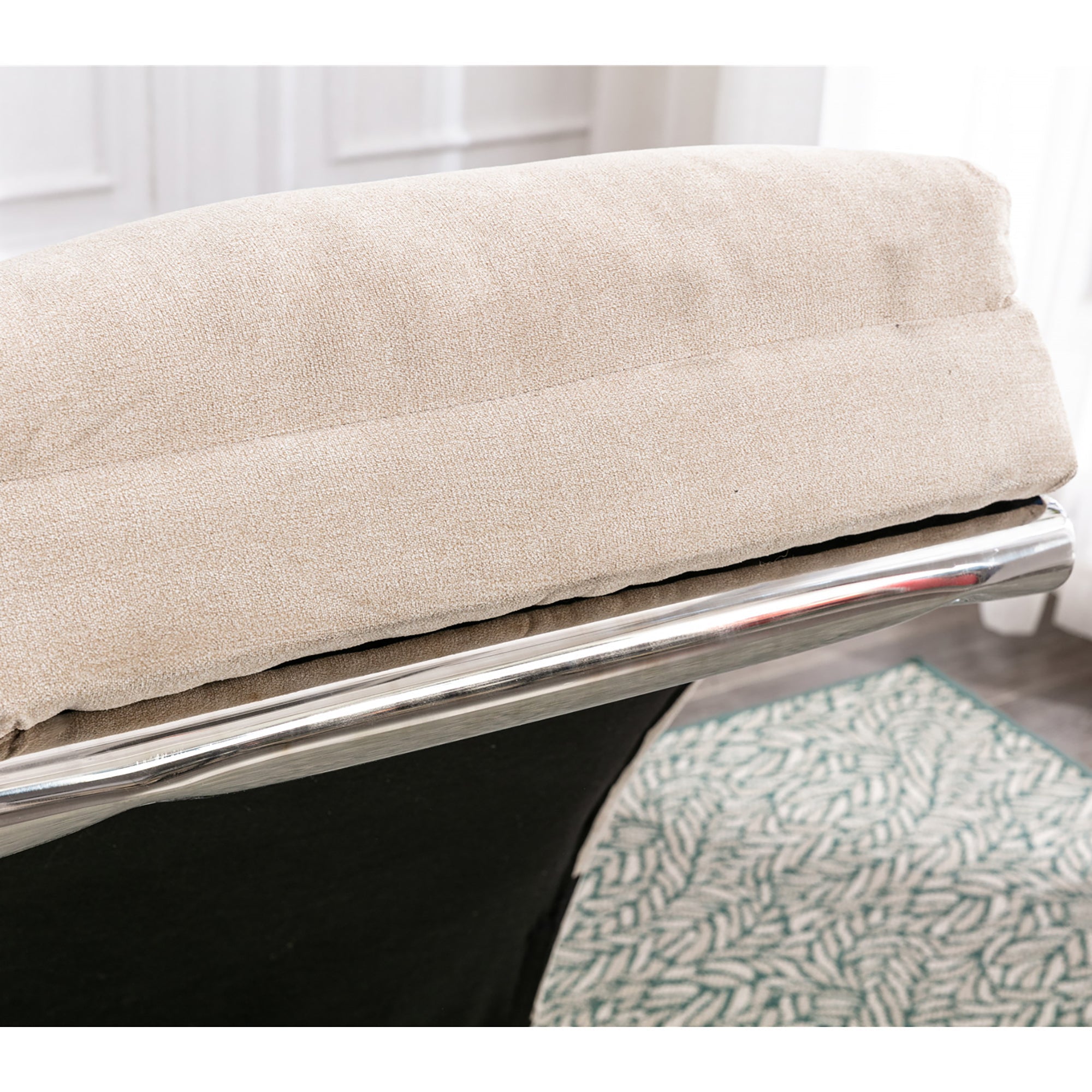 Logidon Linnen Massage Chaise Longue Beige met Afstandsbediening
