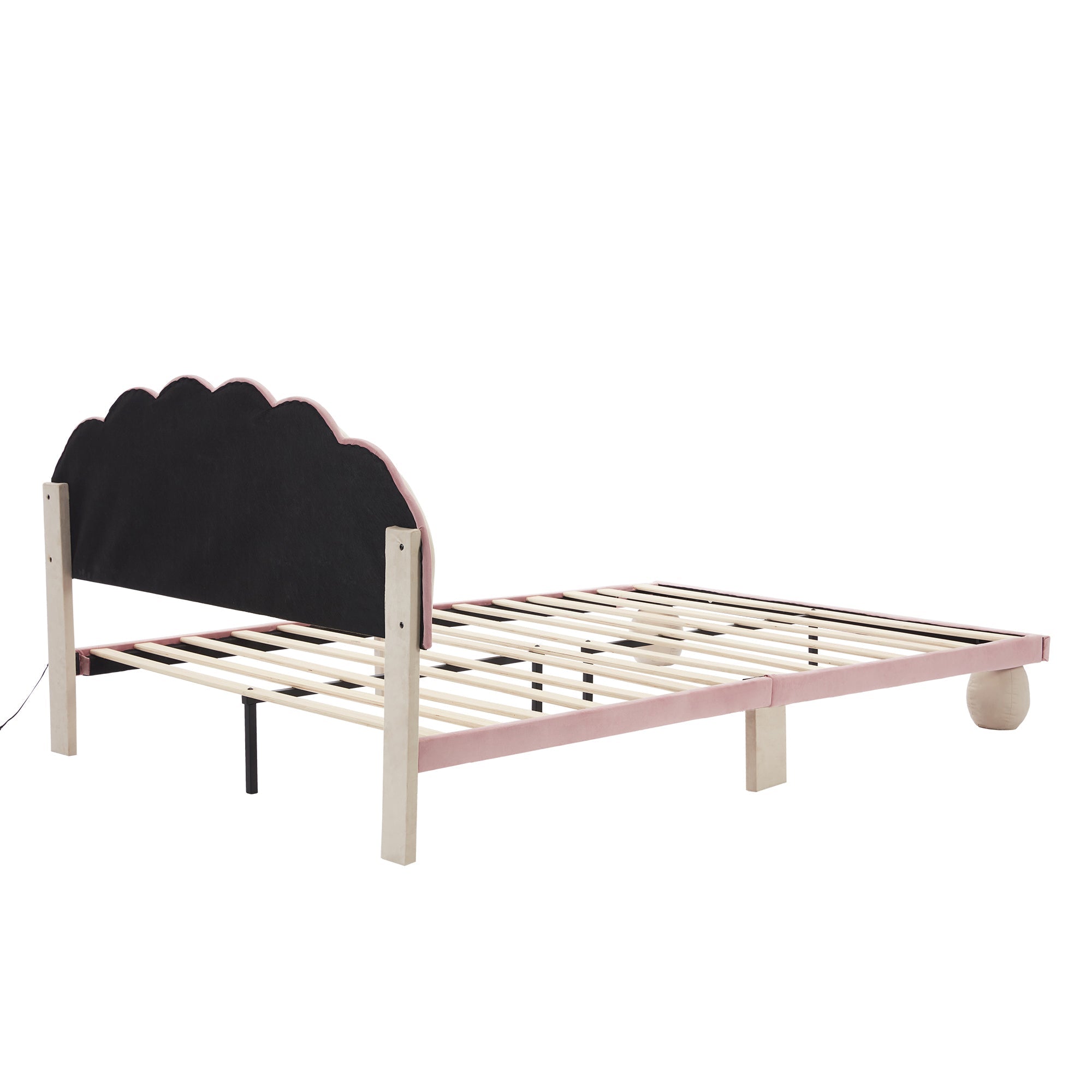 Logidon gestoffeerd bed 140x200 beige roze LED-lichtstrips