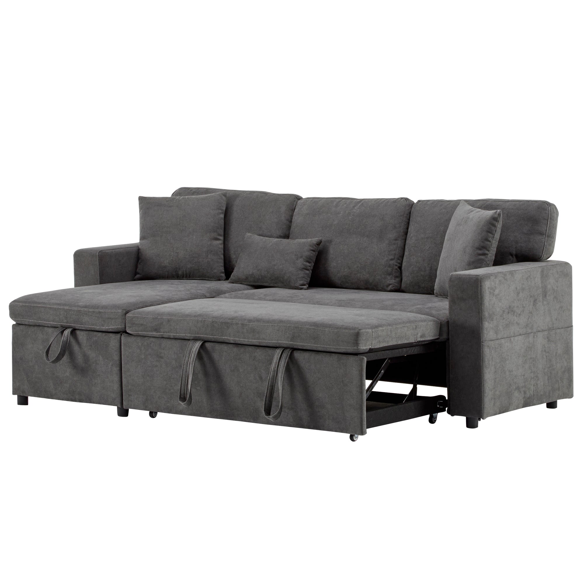 Logidon Corner Sofa Gray Extendable Bed With Bed Box Shelf 214x131