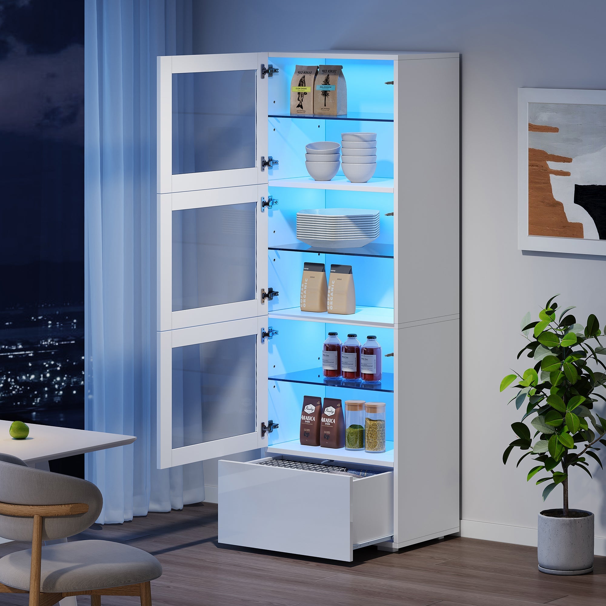 Logidon vitrine 60x40x173 cm wit hoogglans LED verlichting