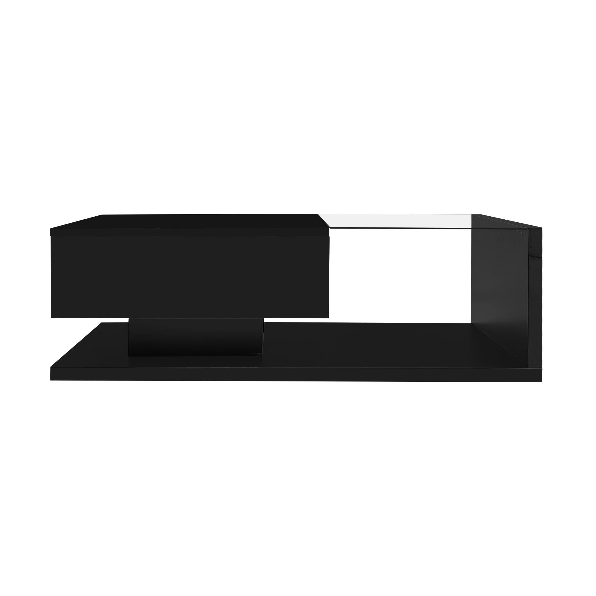 Logidon salontafel hoogglans zwart met glas en LED effect 105 cm