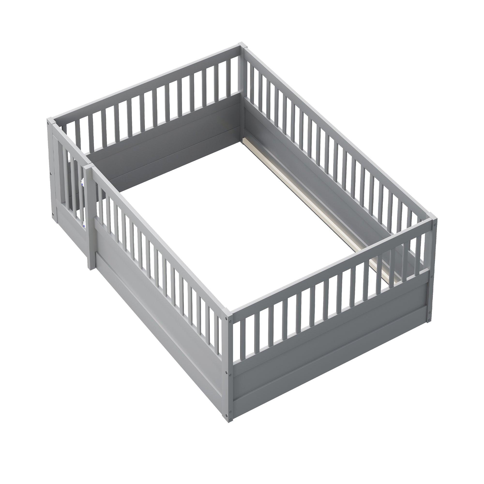 Logidon children's bed 140x200cm gray wooden bed frame with grid