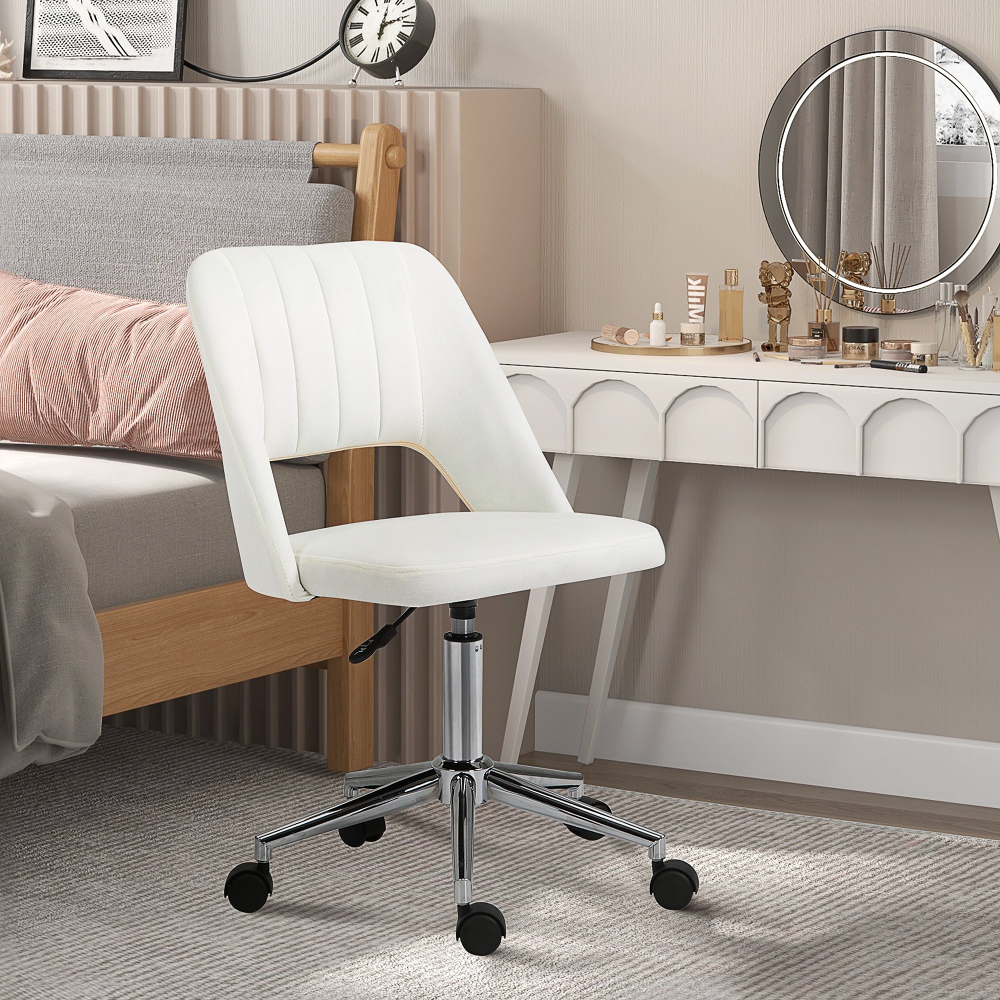 Logidon Vinsetto Draaistoel Beige Stof Ergonomisch In Hoogte Verstelbaar