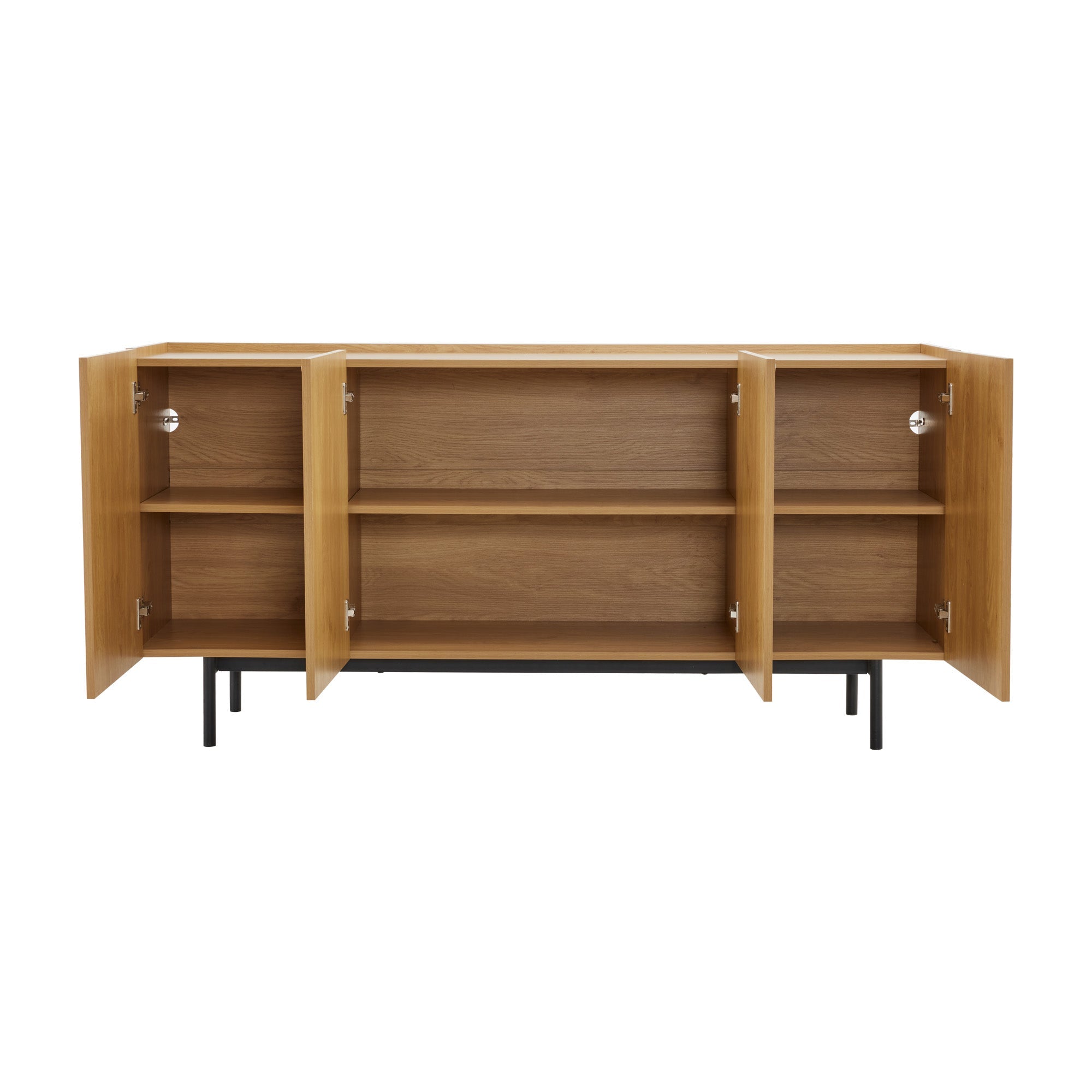 Logidon dressoir naturel hout met metalen inleg en 4 deuren 160 x 40 cm