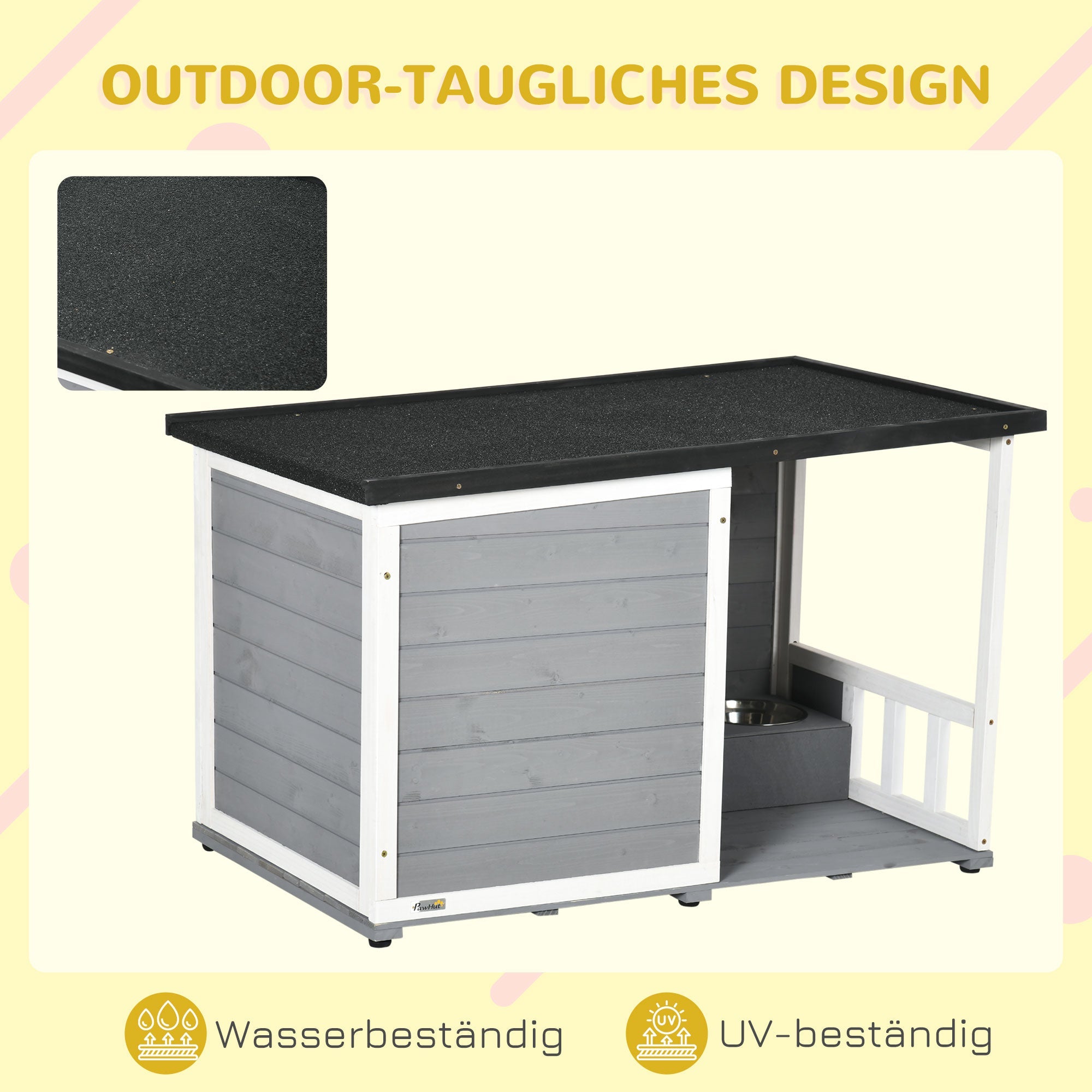 Logidon Dog Kennel With Terrace Made Of Wood Black 103x62x60-66 cm
