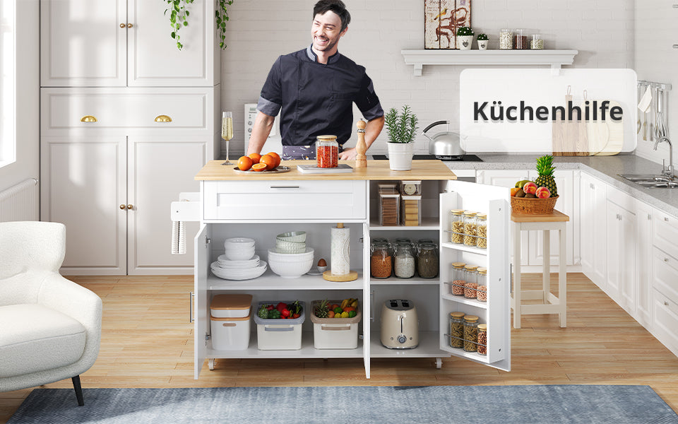 Logidon Mobile Kitchen Table 132.5x70 Cm Oak Grain Folding Top