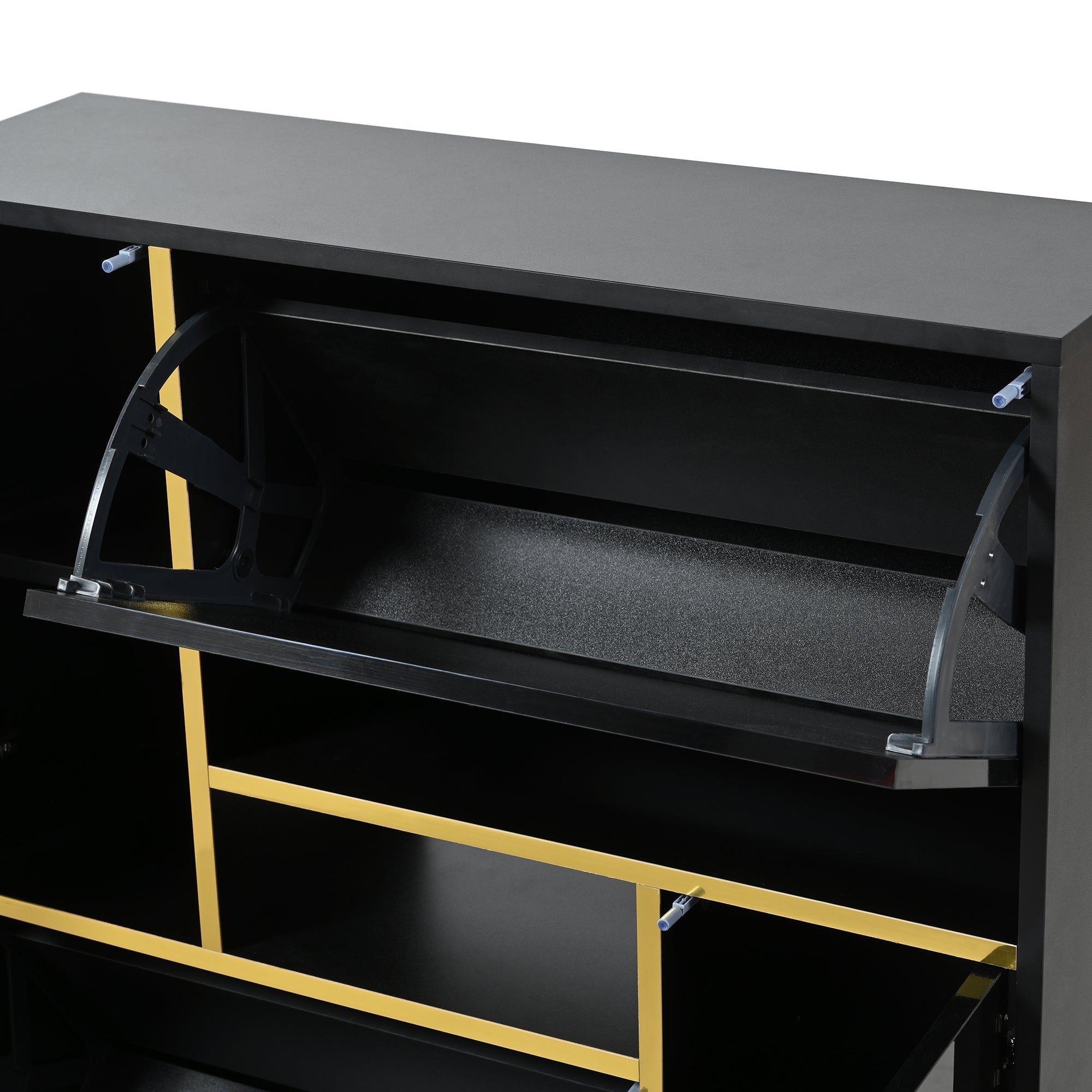 Logidon Moderne Schoenenkast Zwart Hoogglans LED 80x25x96 cm