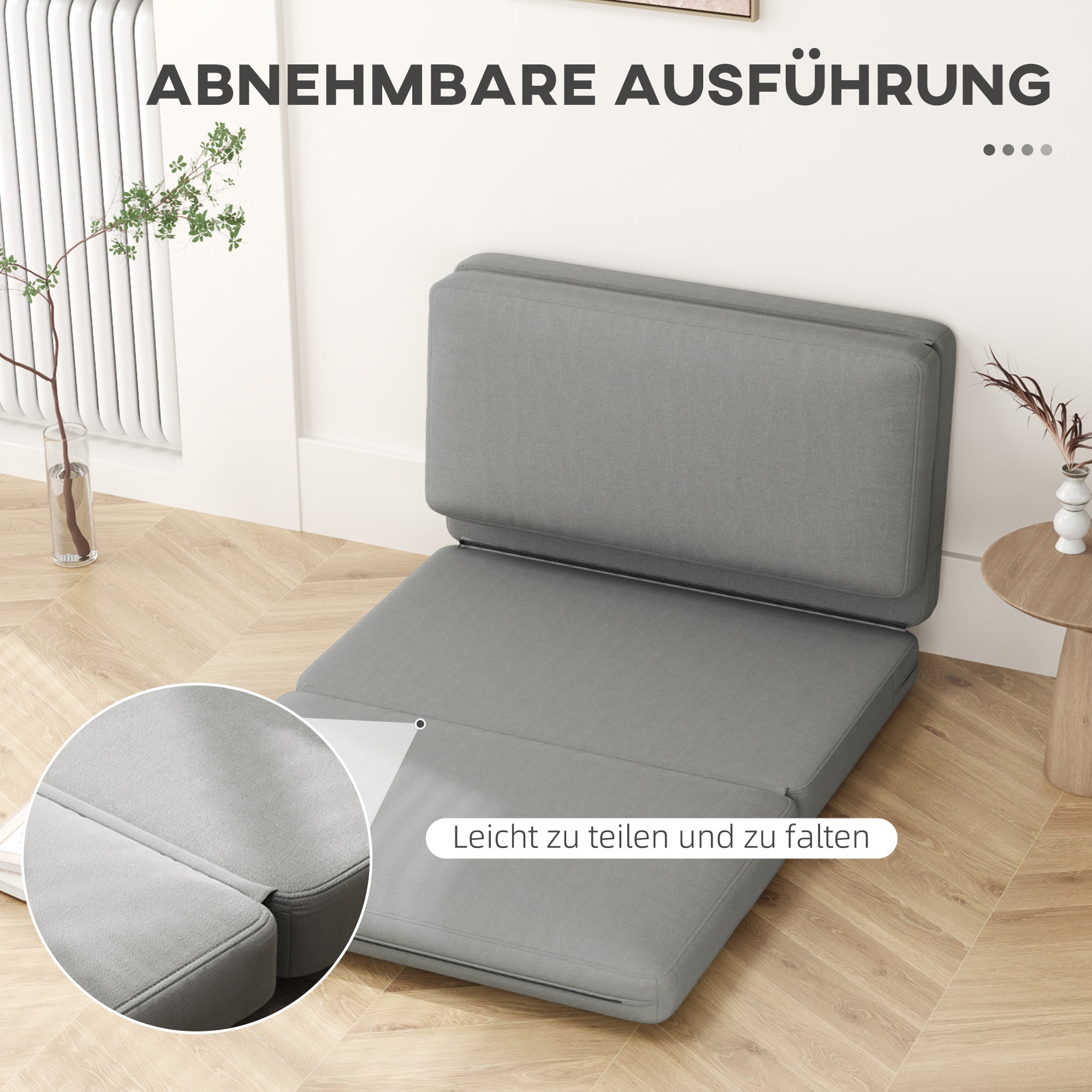 Logidon vloerbank 3-in-1 slaapbank fluweellook lichtgrijs belastbaar tot 240 kg