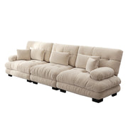 Logidon 3-zits hoekbank diepe zit chenille lichtbruin 313x77x81 cm