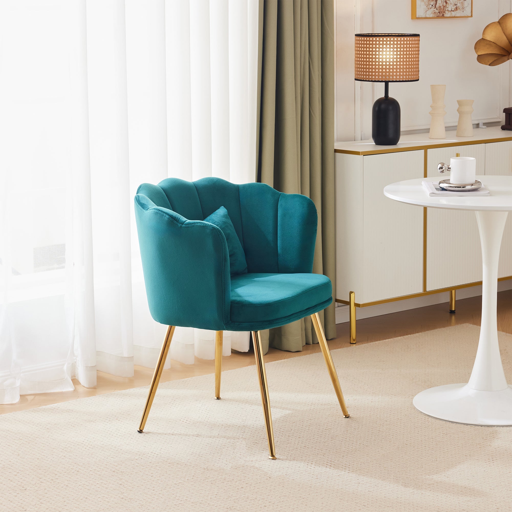 Logidon Modern Velvet Armchair Green With Gold Legs