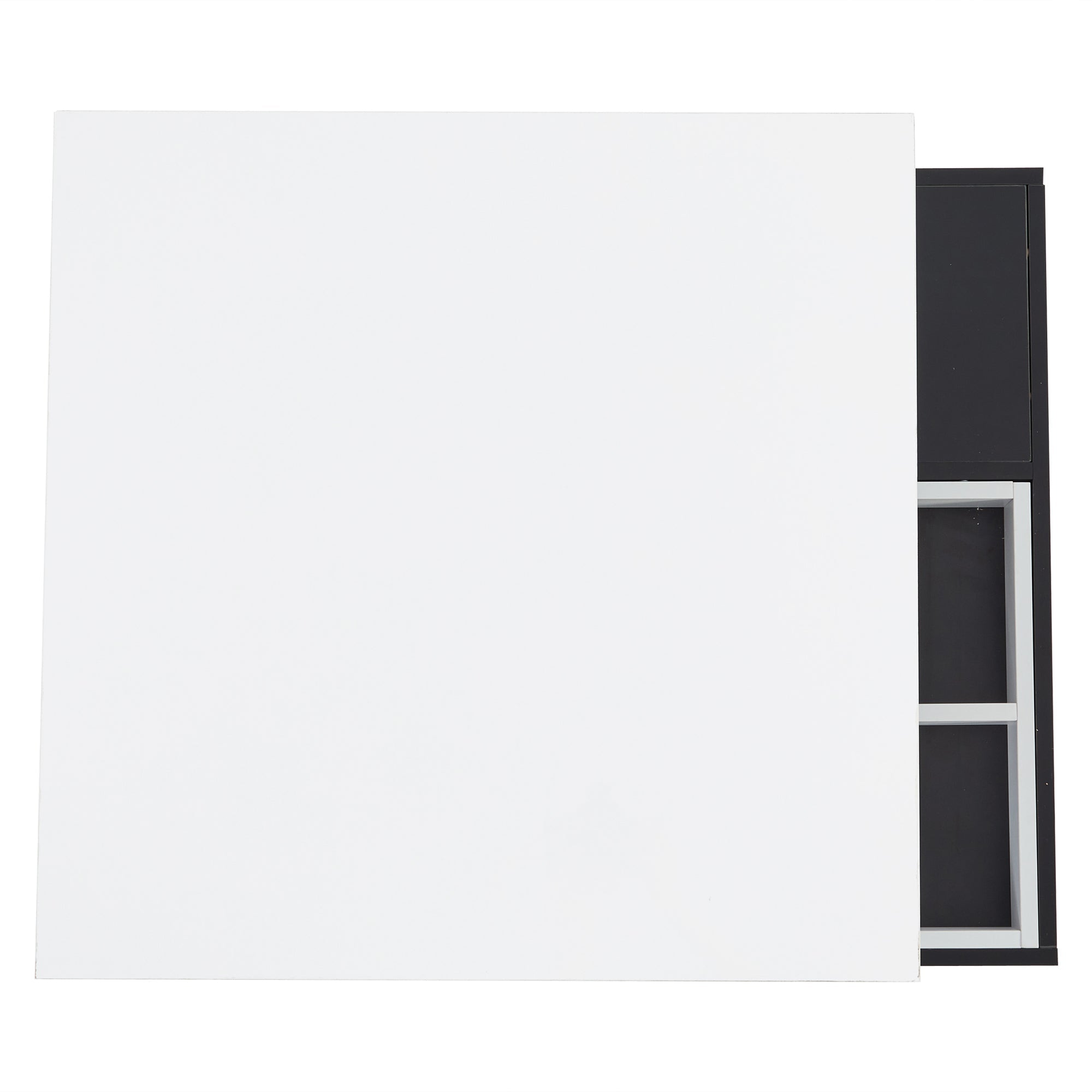 Logidon Draaibare Salontafel Wit Blad Zwart Onderstel 70x70x36