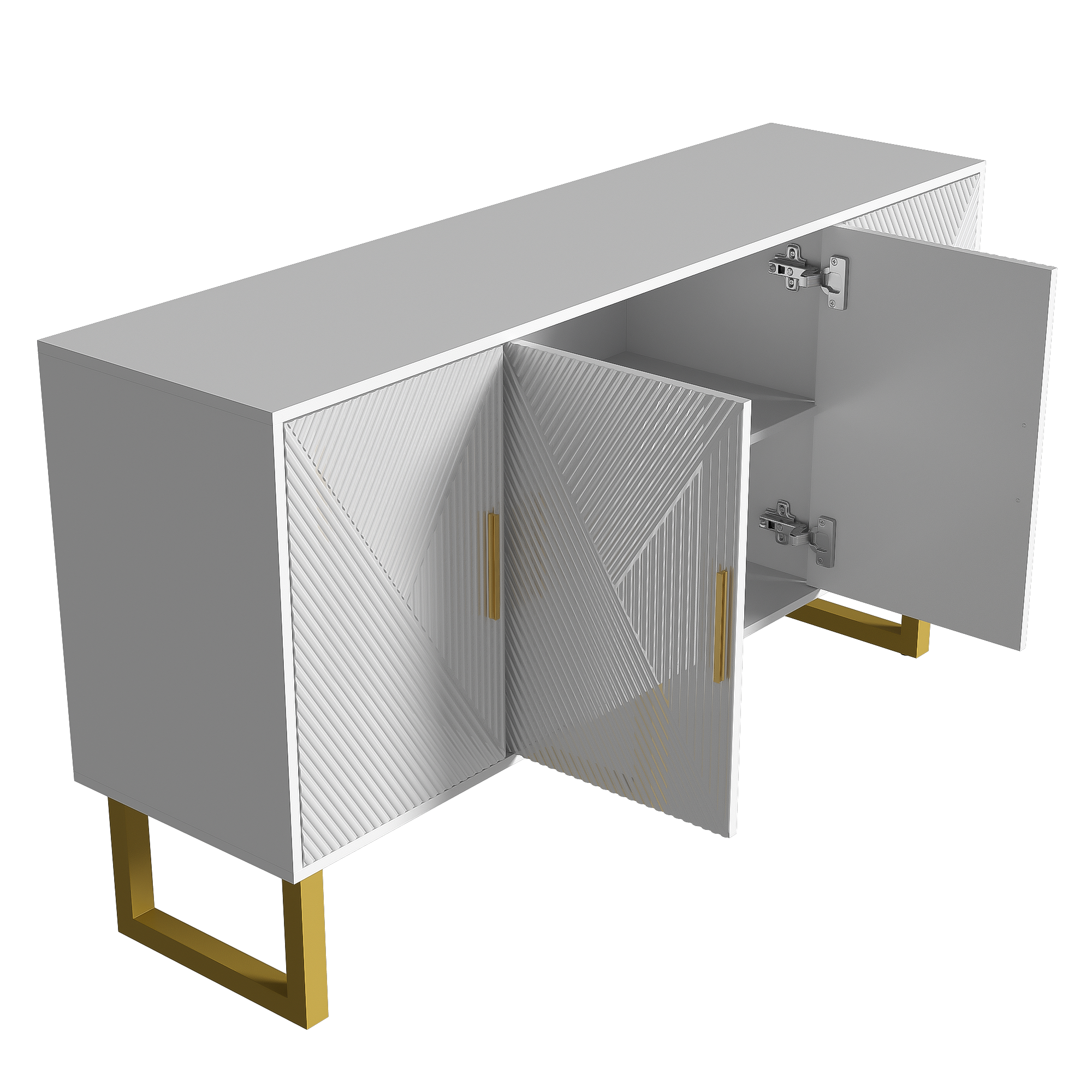 Logidon dressoir 4 deuren 150 cm wit hoogglans gouden handgrepen