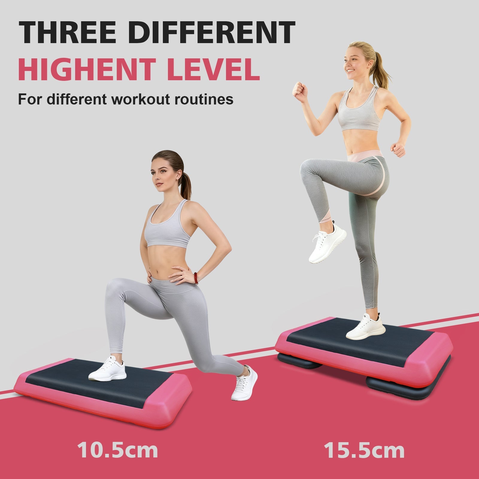 Logidon Verstelbare Aerobic Stepper 76 cm Rood Zwart Met 2 Verhogers