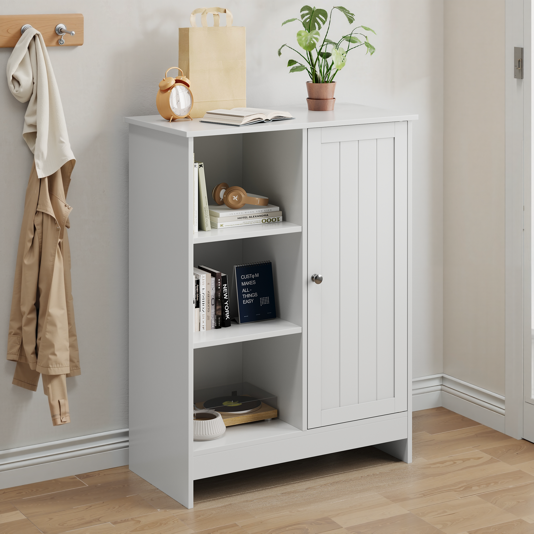 Logidon badkamermeubel wit 60x30x80 cm met 1 deur en 3 vakken