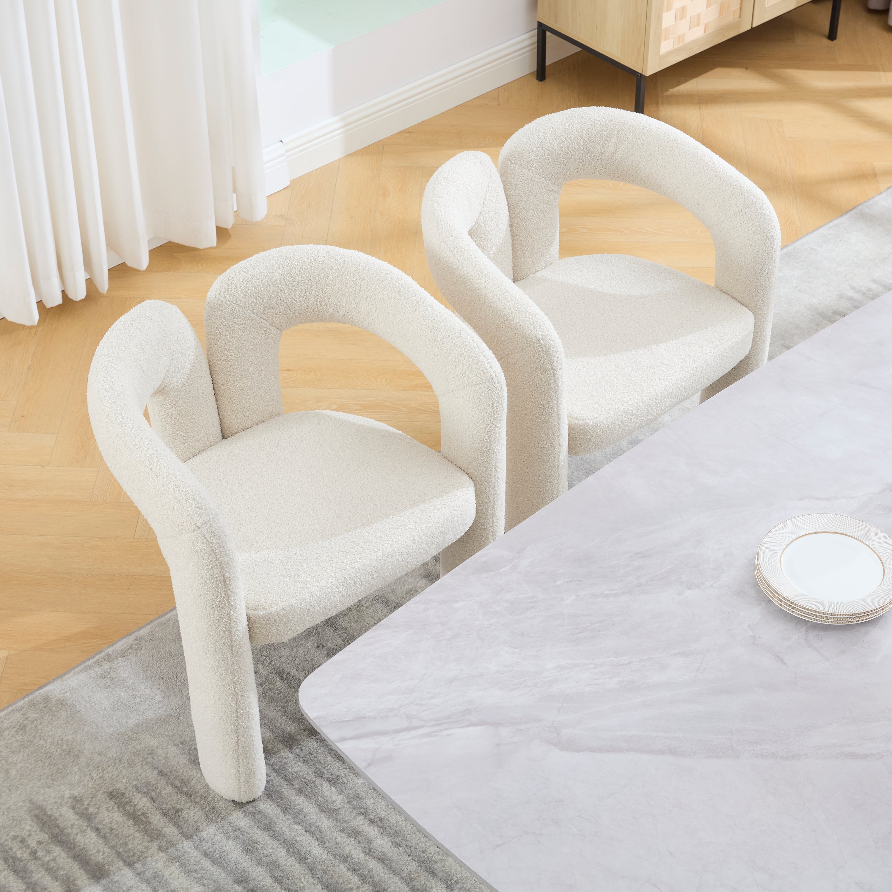 Logidon Premium Ergonomische Fauteuil Teddy Fluweel Beige Set 2