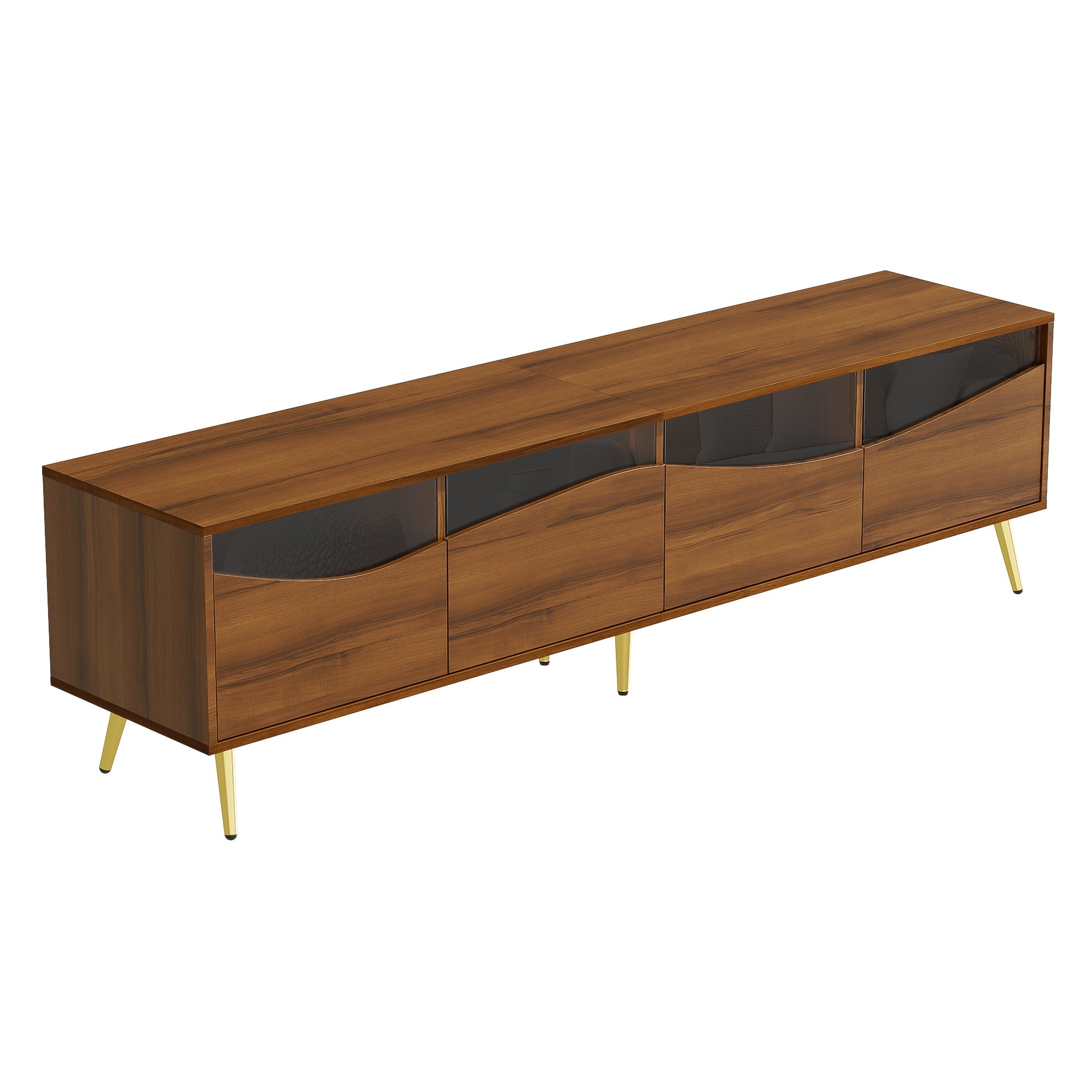 Logidon Modern TV-meubel 180x40x50 cm houtlook glasfront LED