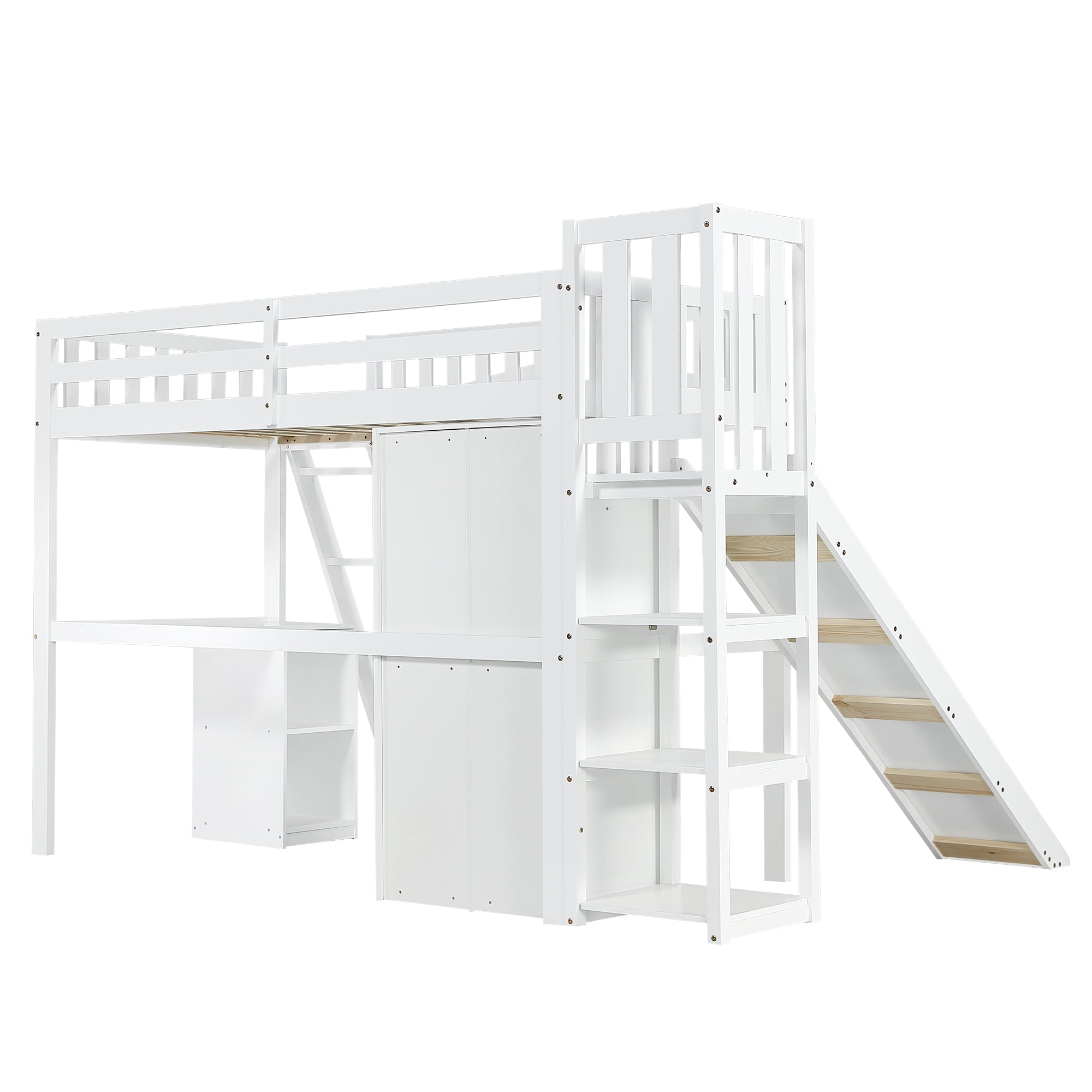 Logidon stapelbed kinderbed met tafel en kledingkast 90x200 wit