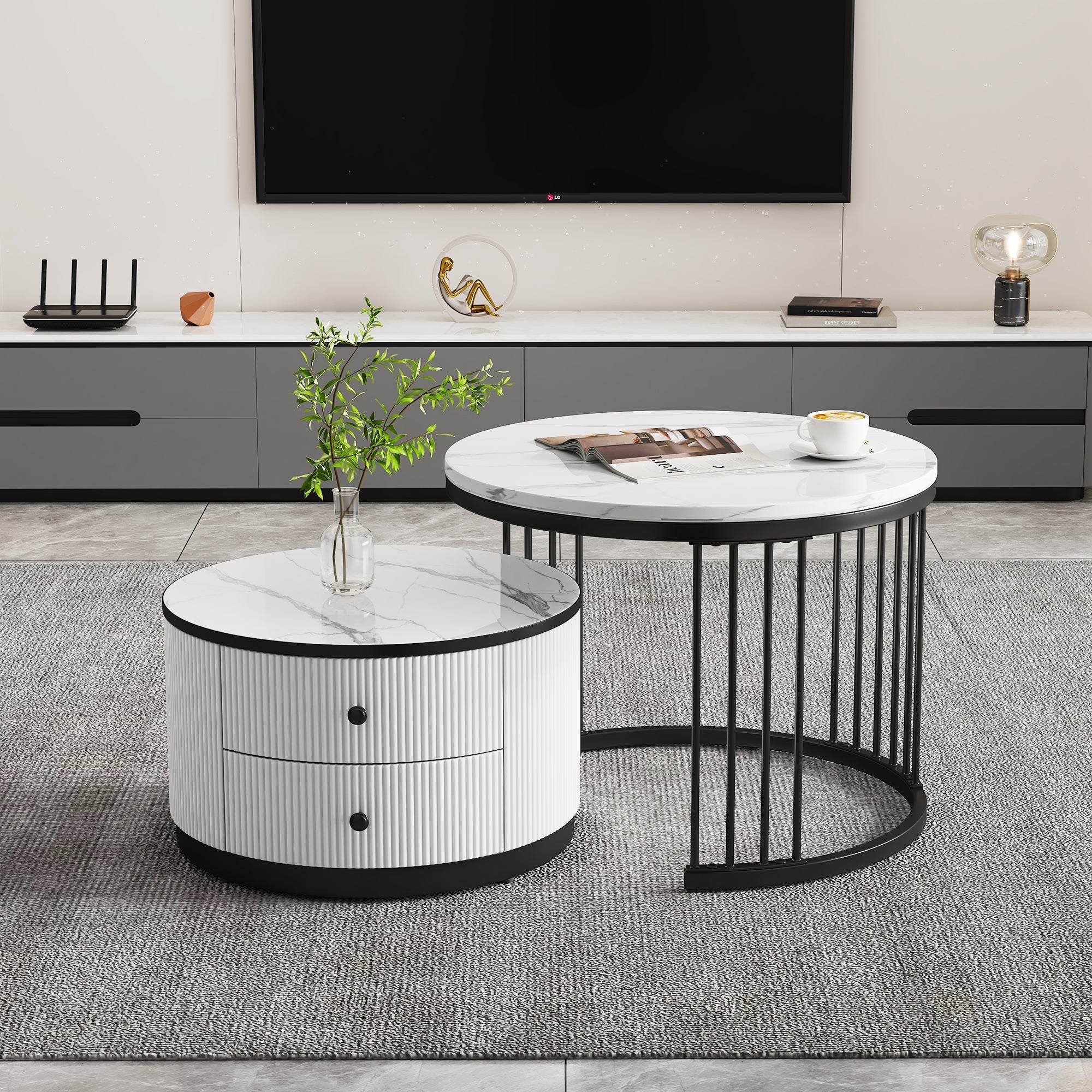 Logidon Elegante salontafelset in nestvorm wit 60x60 en 50x50