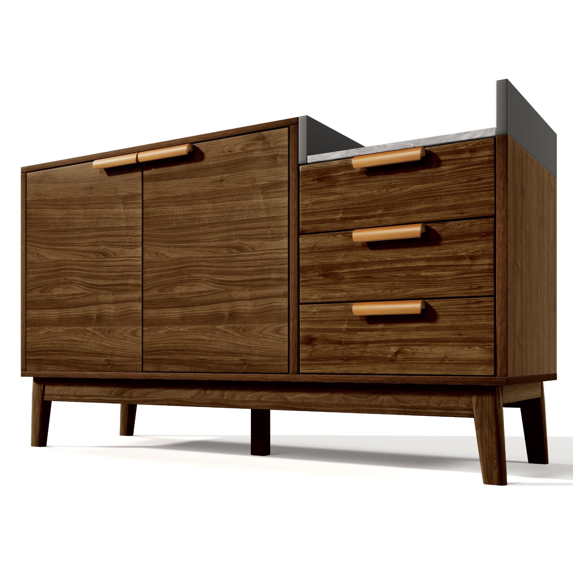 Logidon woonkamer ladekast eiken decor marmerlook blad 3 lades