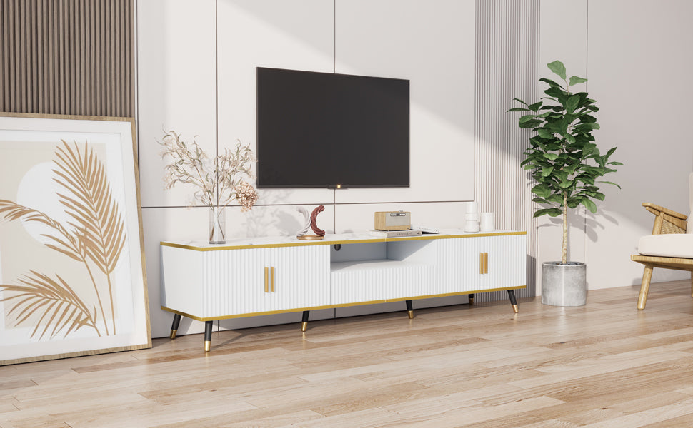 Logidon Modern TV-meubel Wit Marmerlook 200x40x46 cm