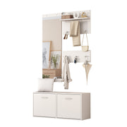 Logidon kledingkastset 4-delige spiegel schoenenkast wit 90x30x41,5 cm