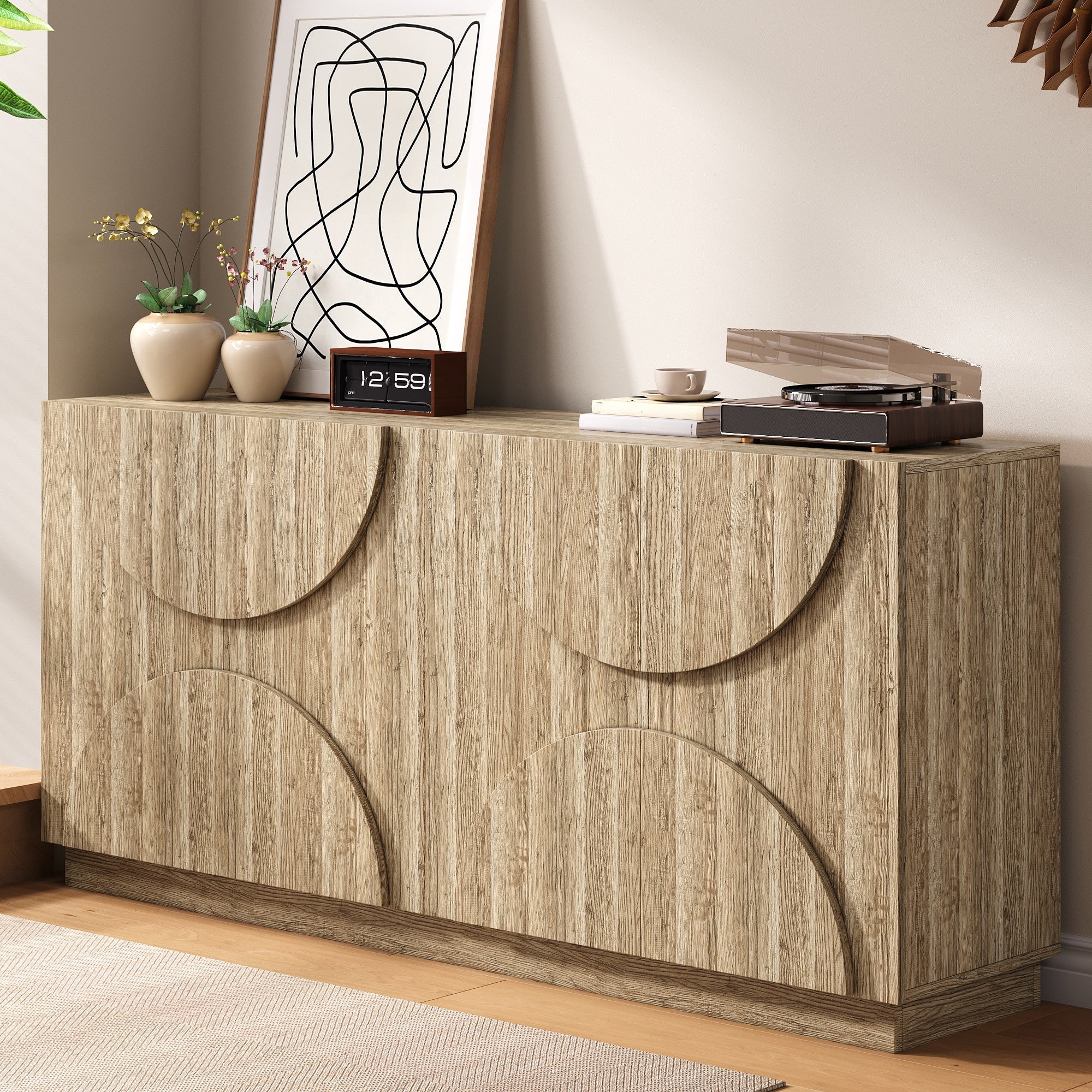 Logidon Dressoir 160x40x80 cm naturel hout met deuren en soft close