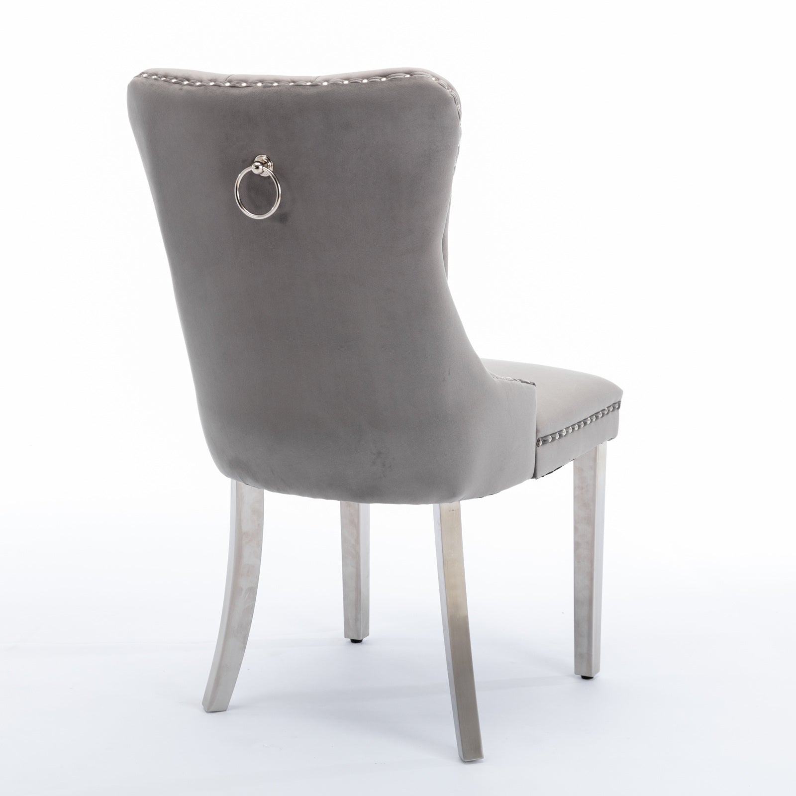 Logidon Nikki Collection Dining Table Chair Set of 2 Gray Luxury Velvet Cover