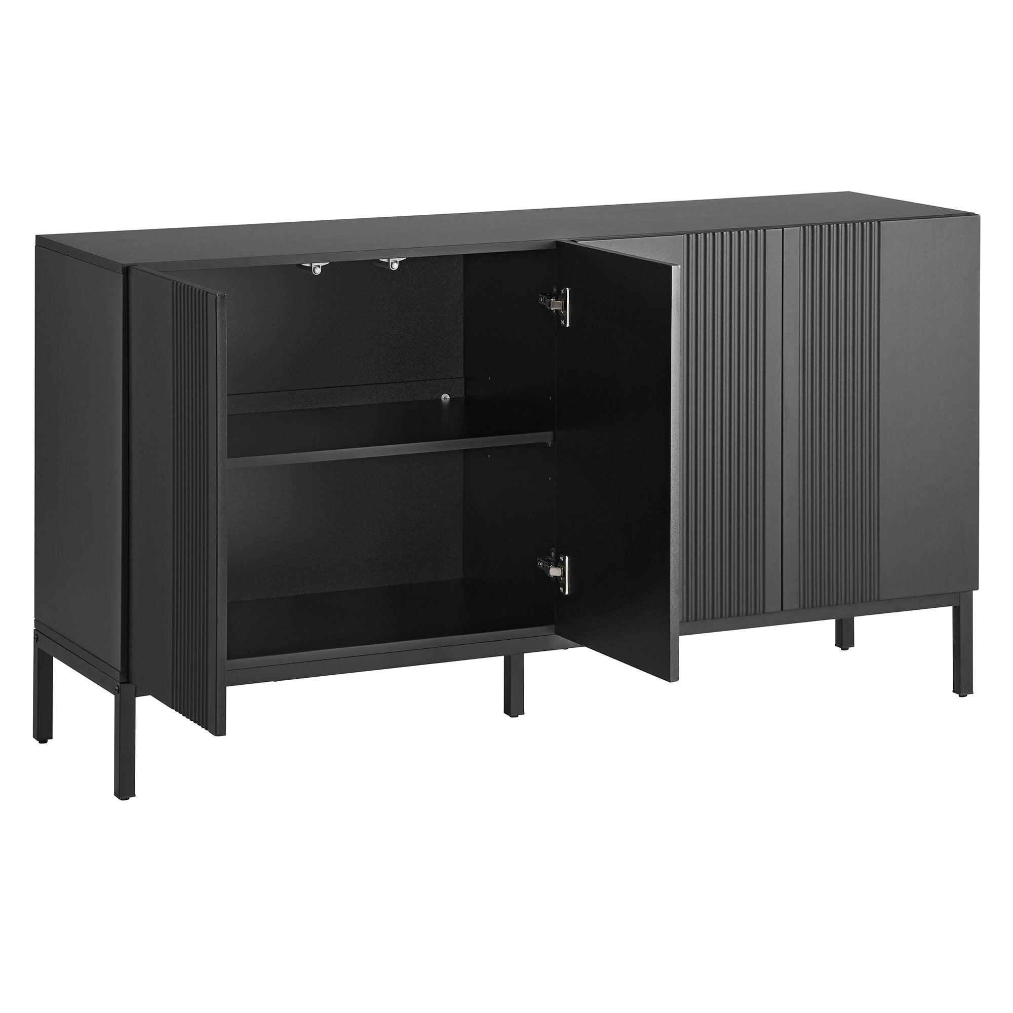 Logidon Modern Dressoir 4-deurs Greeploos Zwart 145x41x80 cm